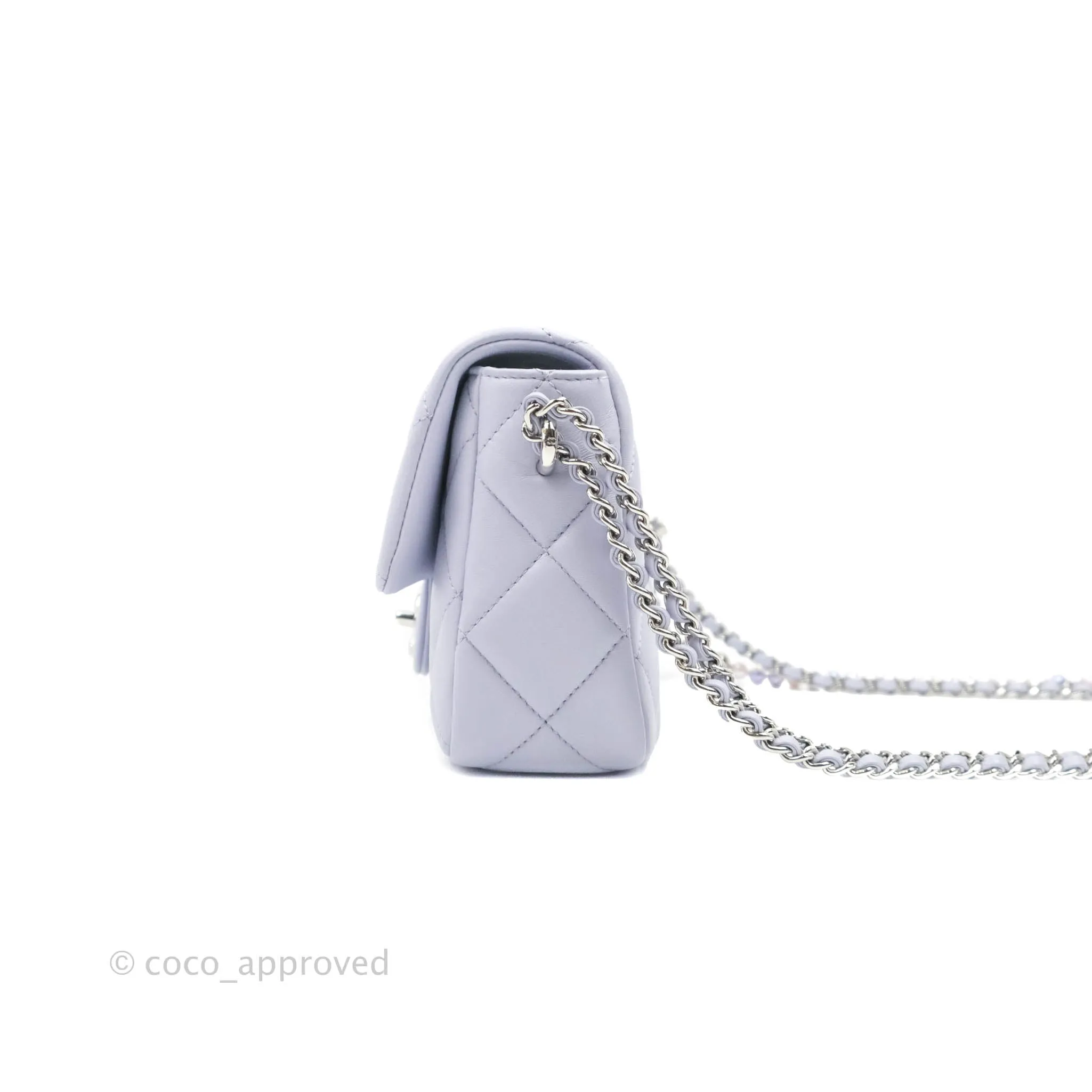 Chanel Quilted My Perfect Mini With Pearl Lilac Lambskin Silver Hardware