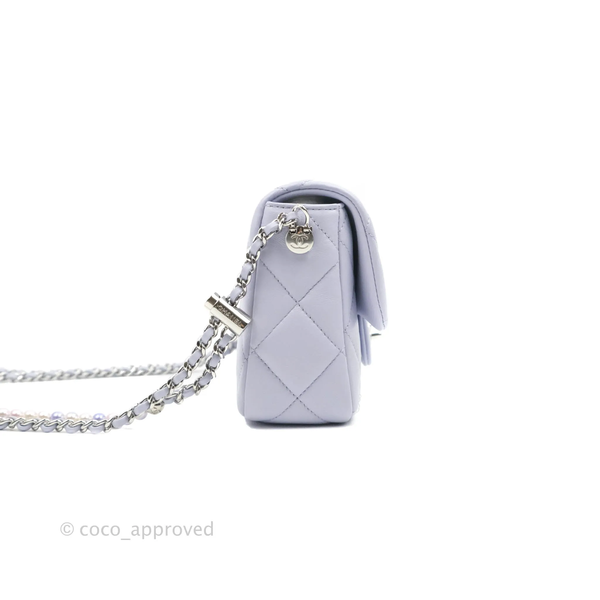 Chanel Quilted My Perfect Mini With Pearl Lilac Lambskin Silver Hardware