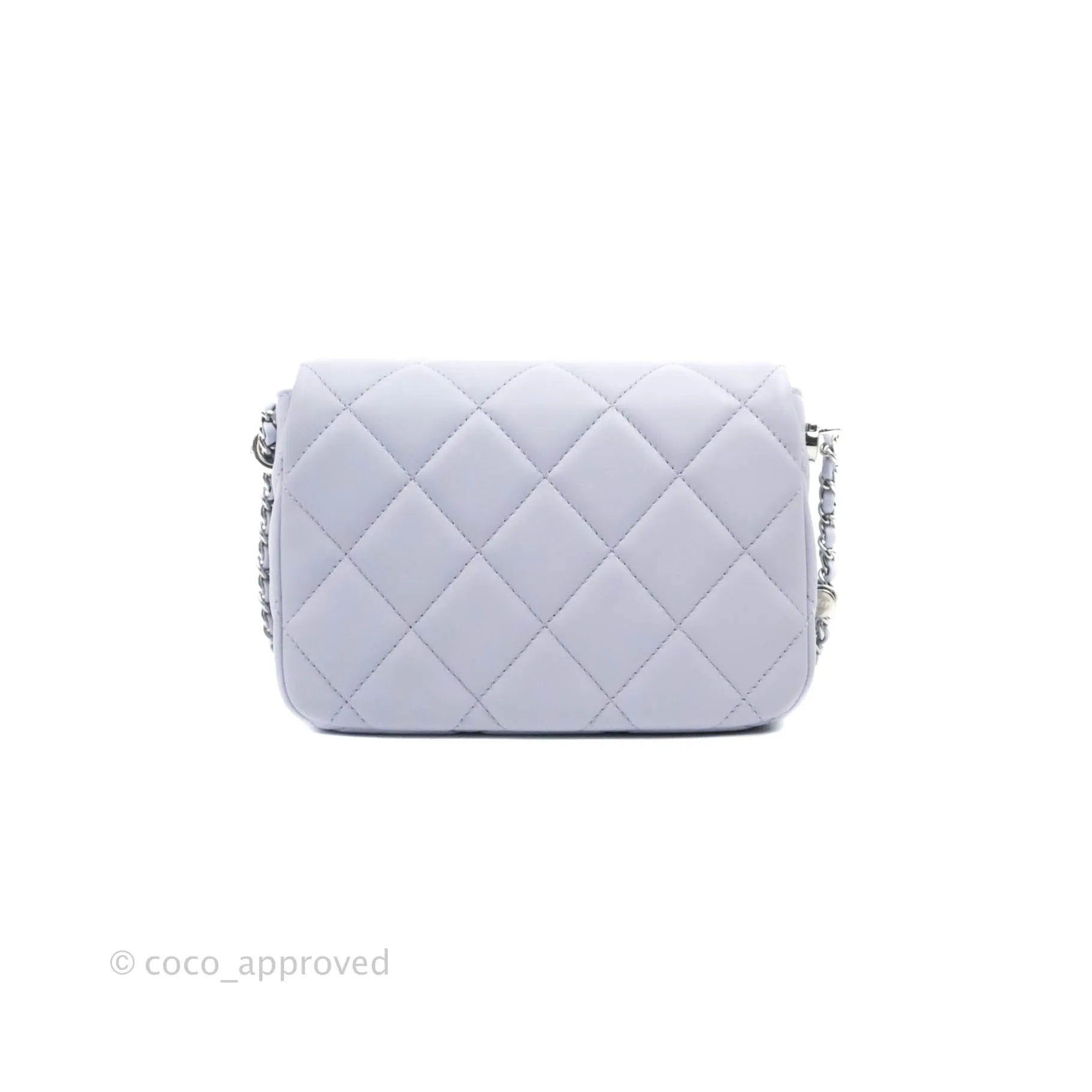 Chanel Quilted My Perfect Mini With Pearl Lilac Lambskin Silver Hardware