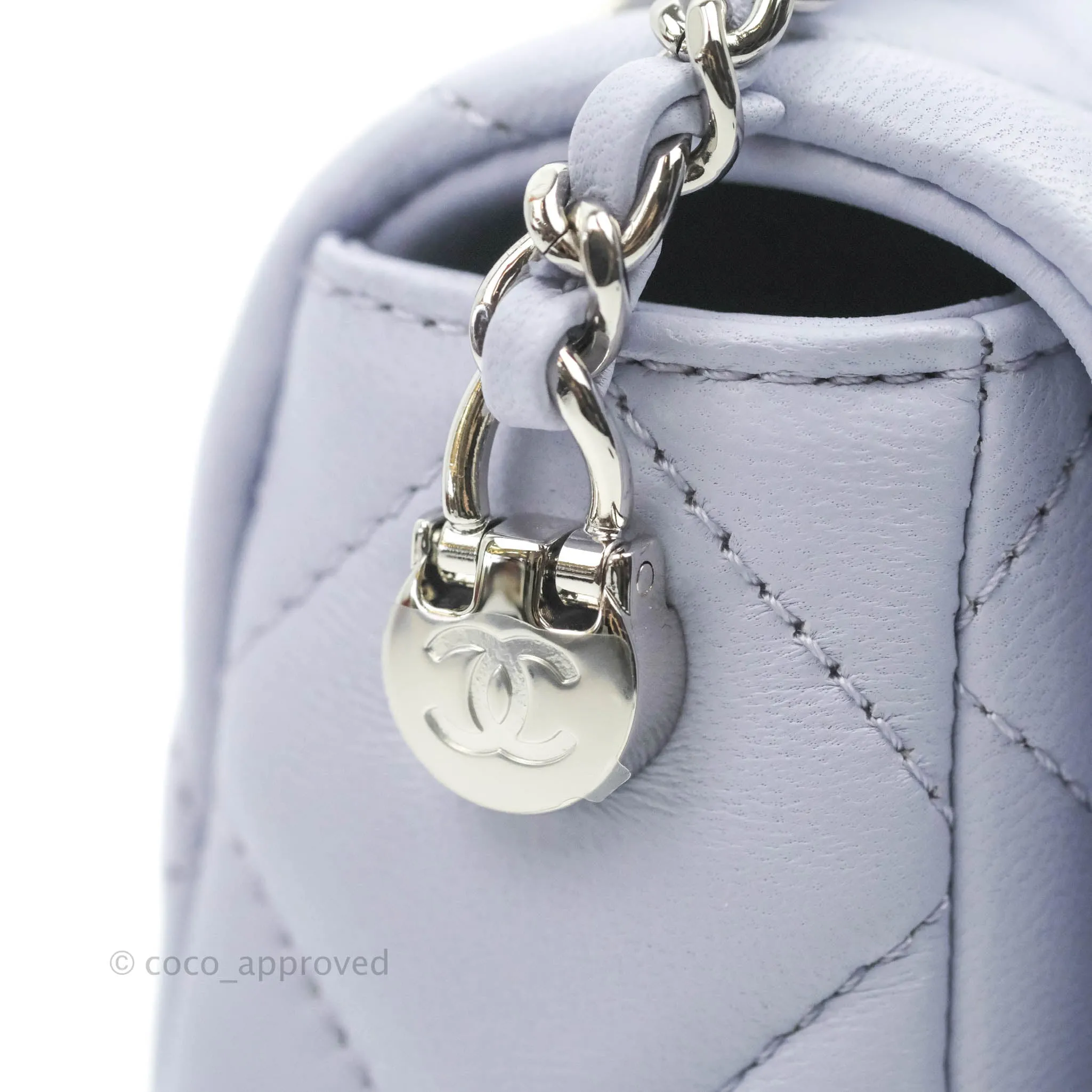 Chanel Quilted My Perfect Mini With Pearl Lilac Lambskin Silver Hardware