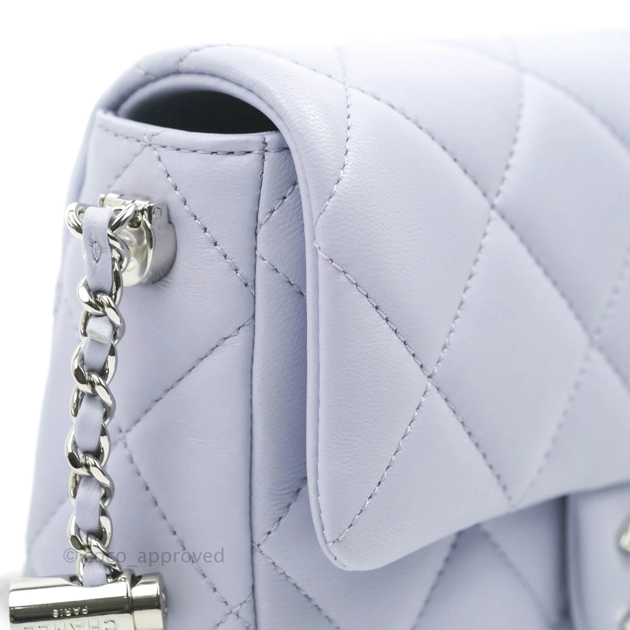 Chanel Quilted My Perfect Mini With Pearl Lilac Lambskin Silver Hardware