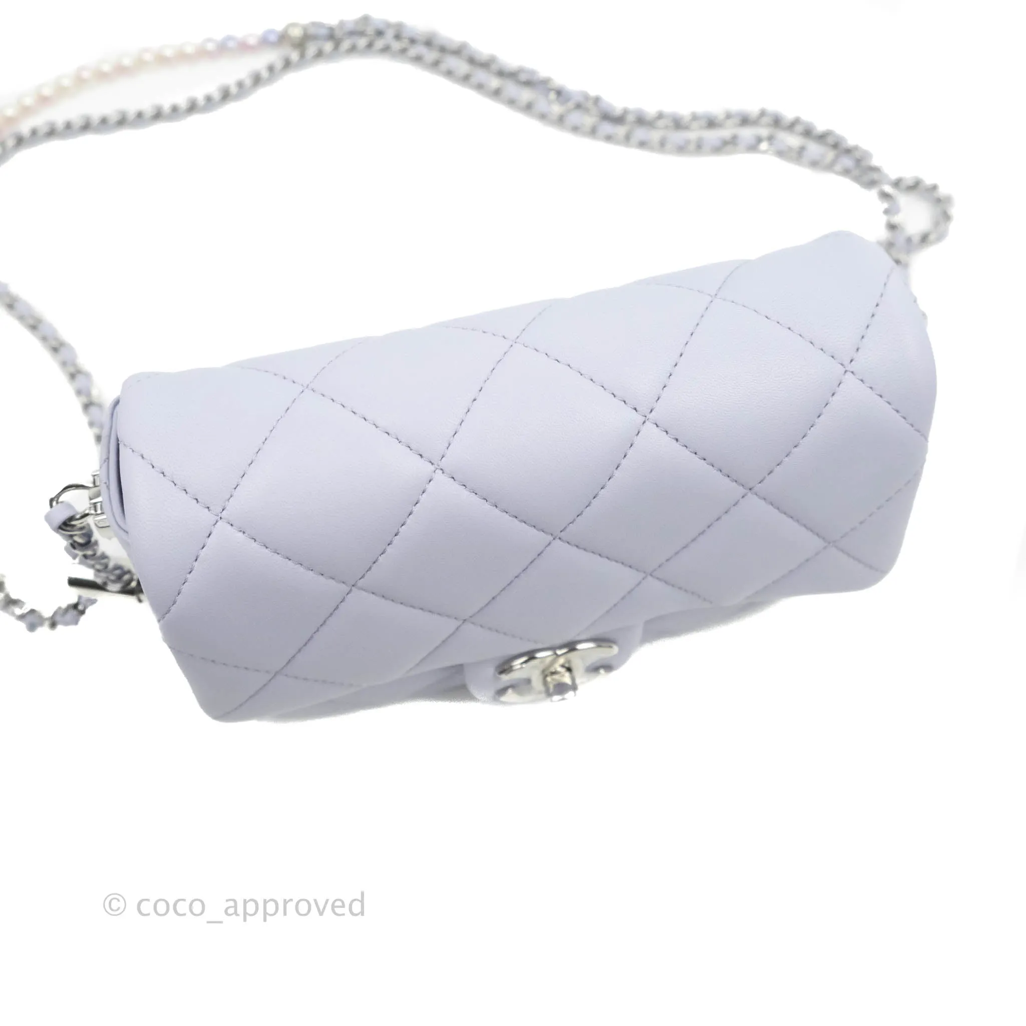 Chanel Quilted My Perfect Mini With Pearl Lilac Lambskin Silver Hardware