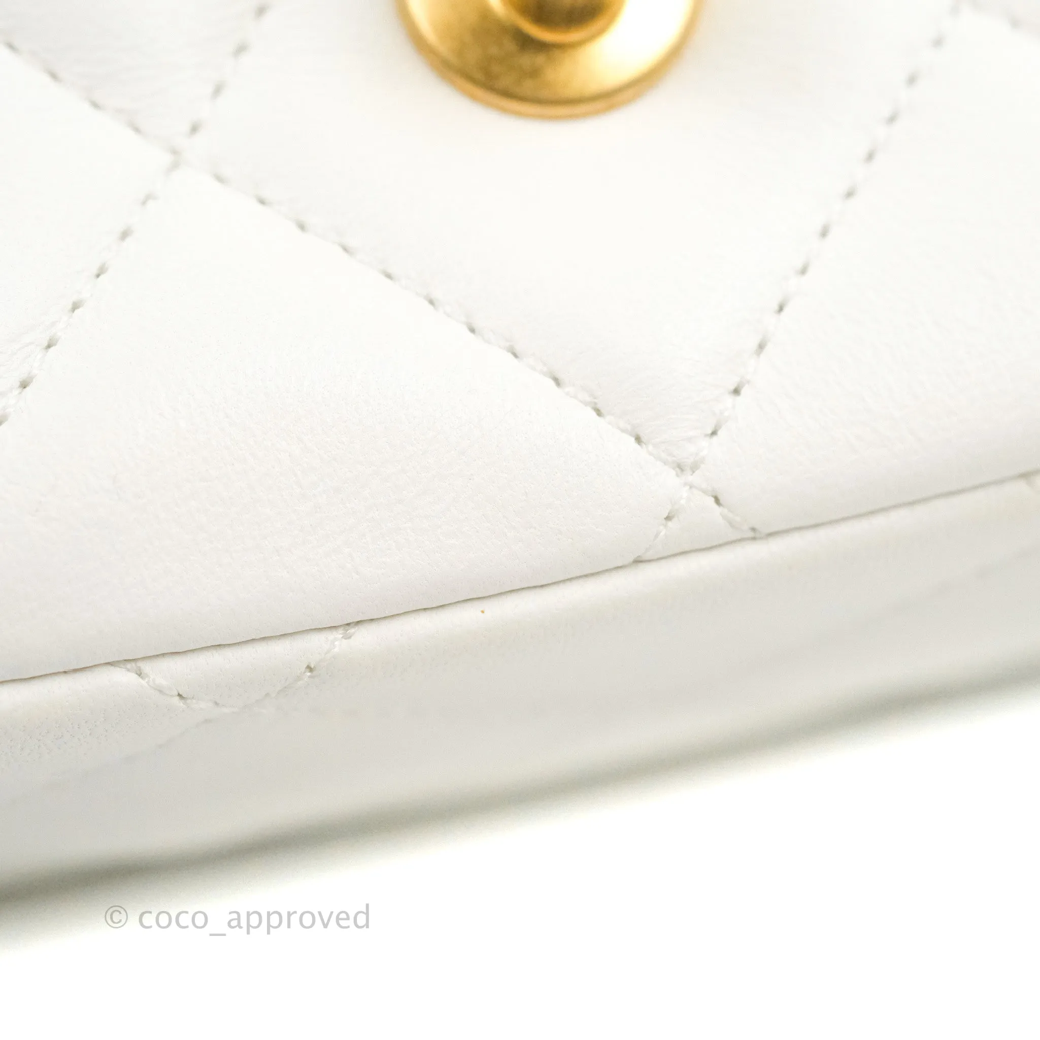 Chanel Quilted My Perfect Mini With Pearl White Lambskin Aged Gold Hardware