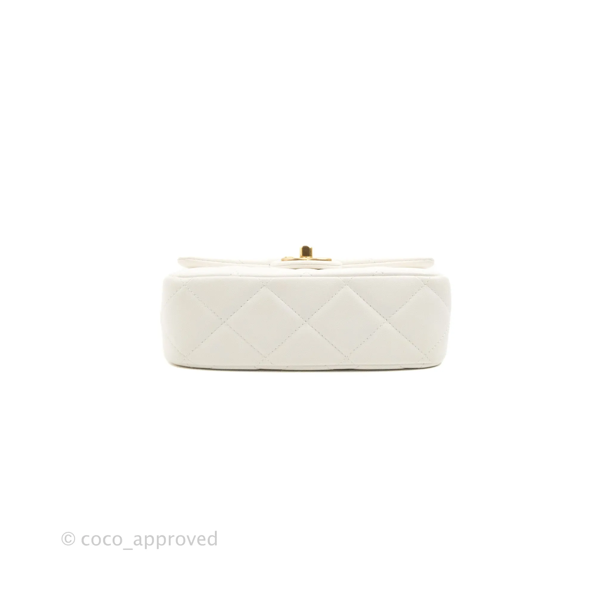 Chanel Quilted My Perfect Mini With Pearl White Lambskin Aged Gold Hardware