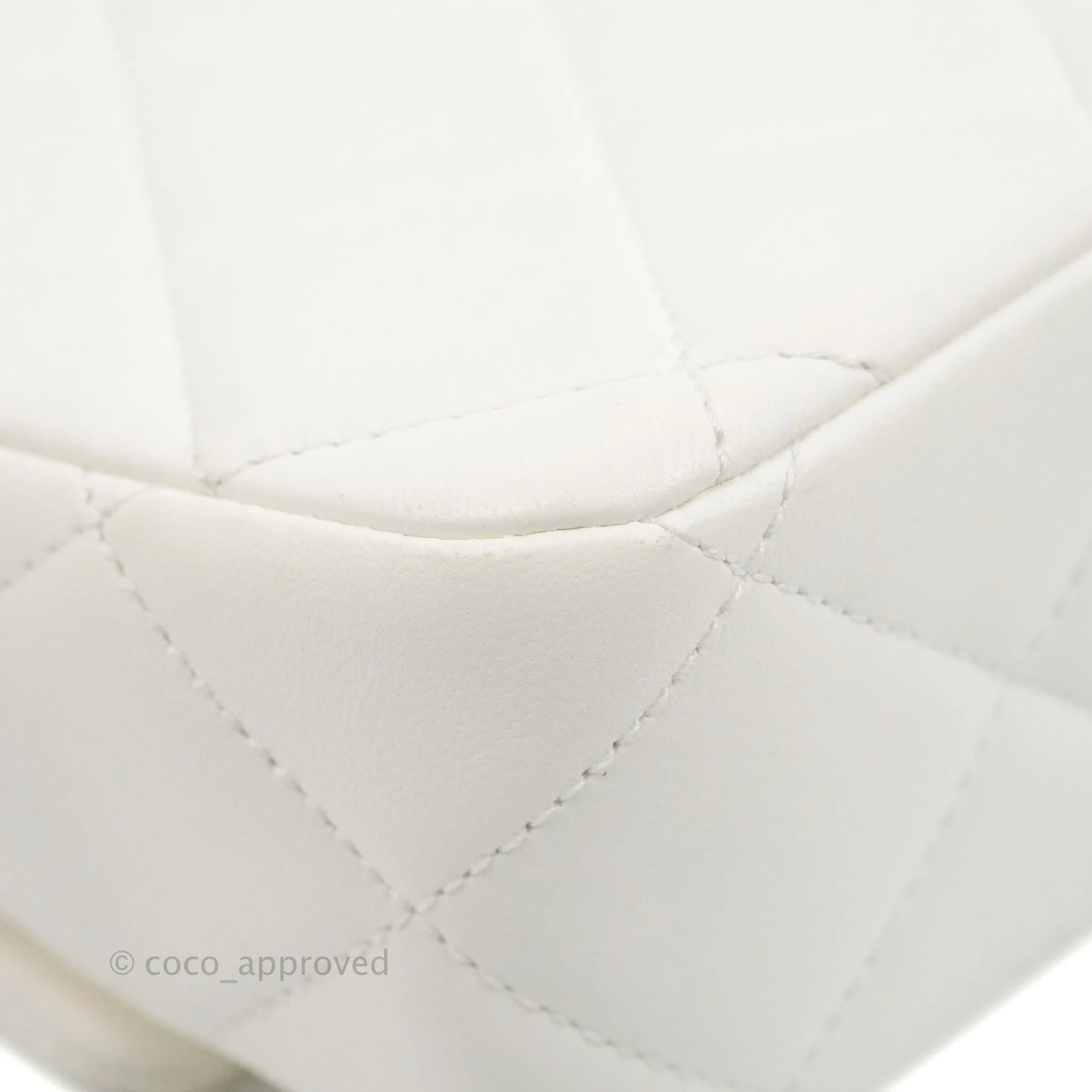 Chanel Quilted My Perfect Mini With Pearl White Lambskin Aged Gold Hardware