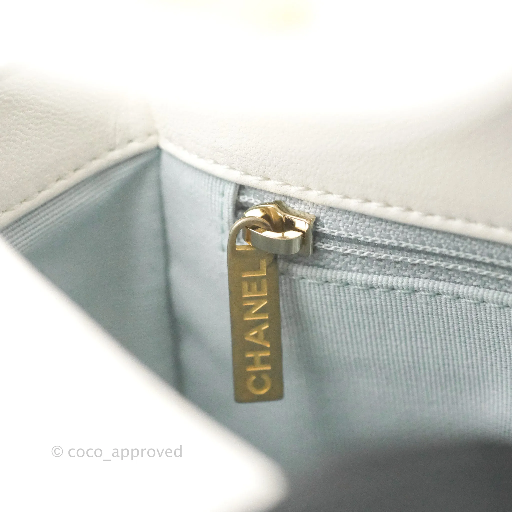Chanel Quilted My Perfect Mini With Pearl White Lambskin Aged Gold Hardware