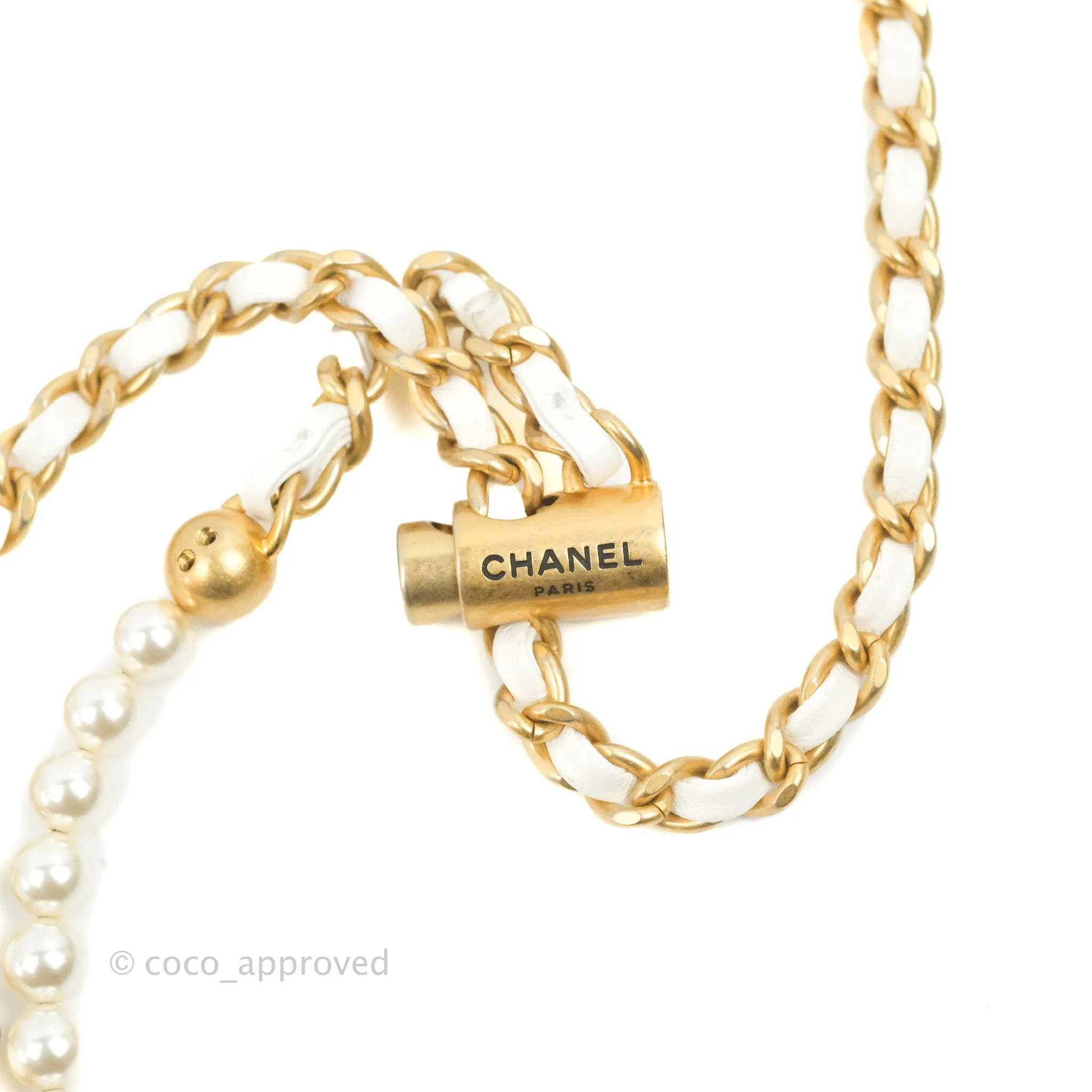 Chanel Quilted My Perfect Mini With Pearl White Lambskin Aged Gold Hardware