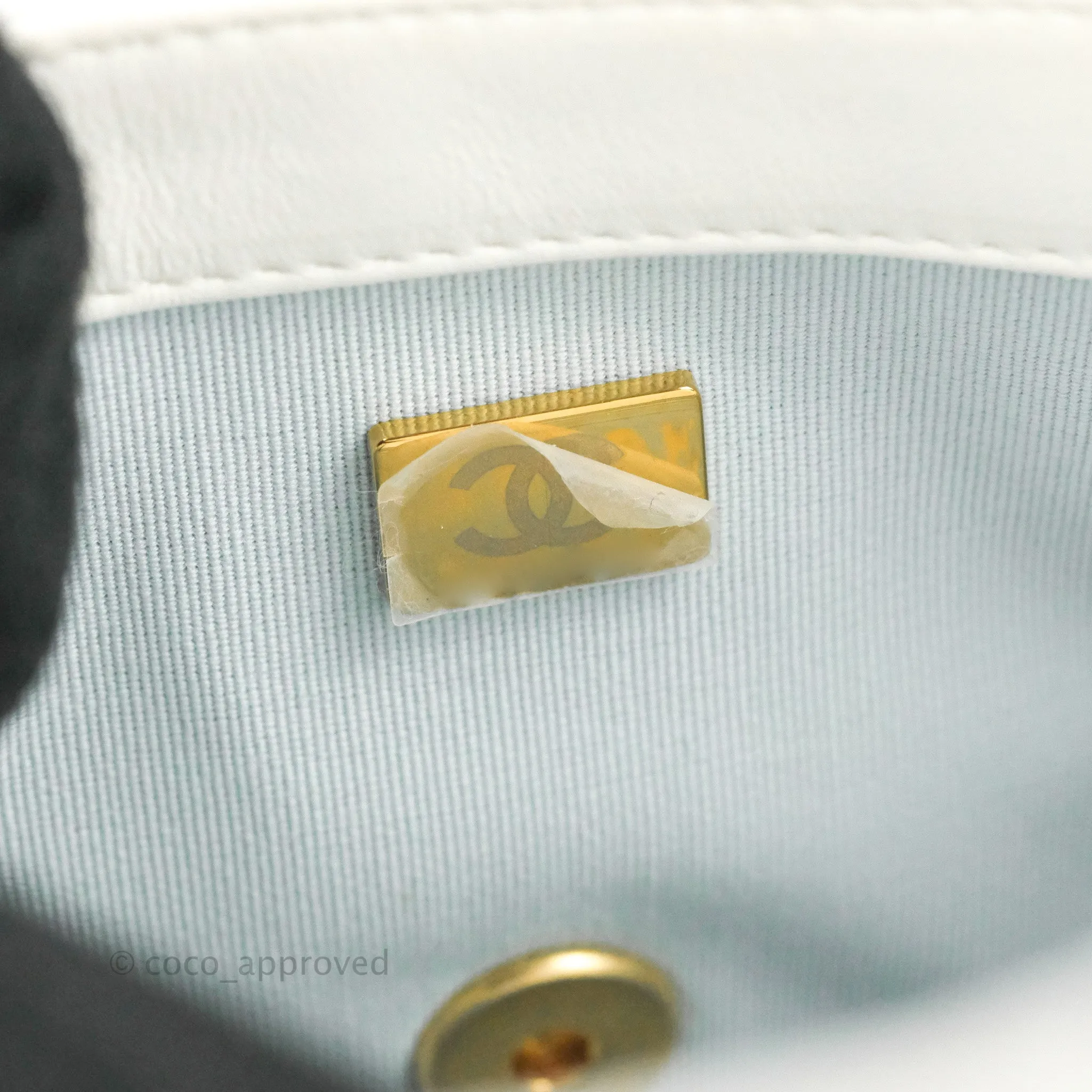 Chanel Quilted My Perfect Mini With Pearl White Lambskin Aged Gold Hardware