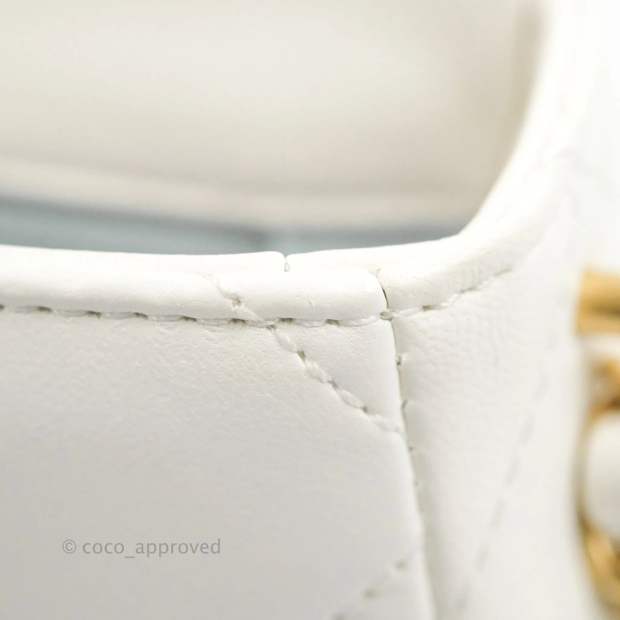 Chanel Quilted My Perfect Mini With Pearl White Lambskin Aged Gold Hardware