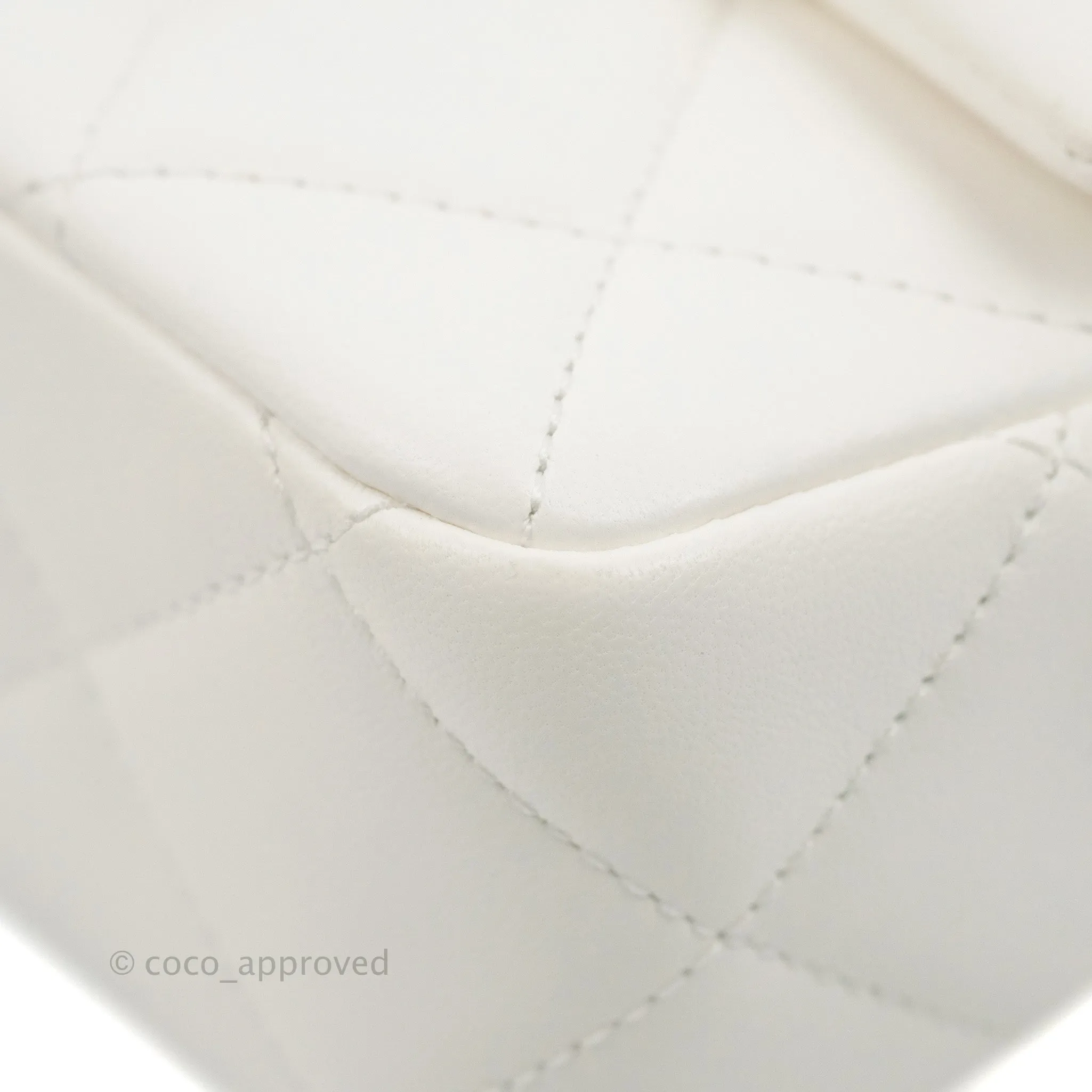 Chanel Quilted My Perfect Mini With Pearl White Lambskin Aged Gold Hardware