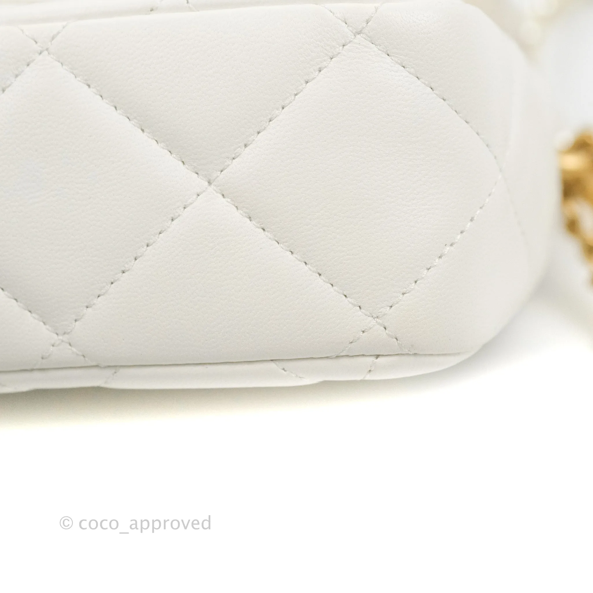 Chanel Quilted My Perfect Mini With Pearl White Lambskin Aged Gold Hardware