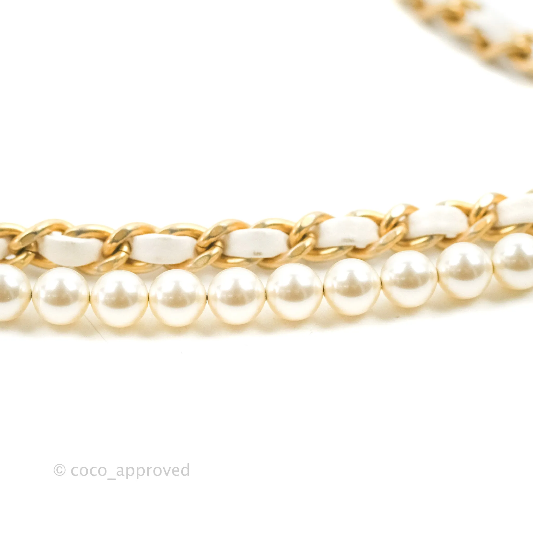 Chanel Quilted My Perfect Mini With Pearl White Lambskin Aged Gold Hardware