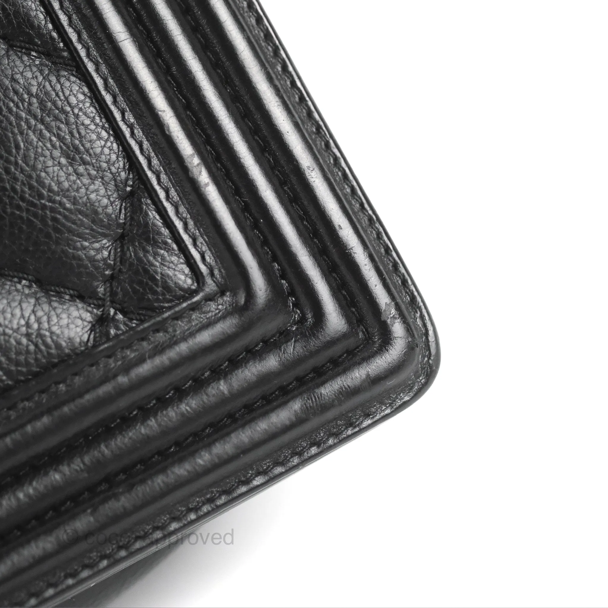 Chanel Quilted New Medium Boy Black Calfskin Ruthenium Hardware