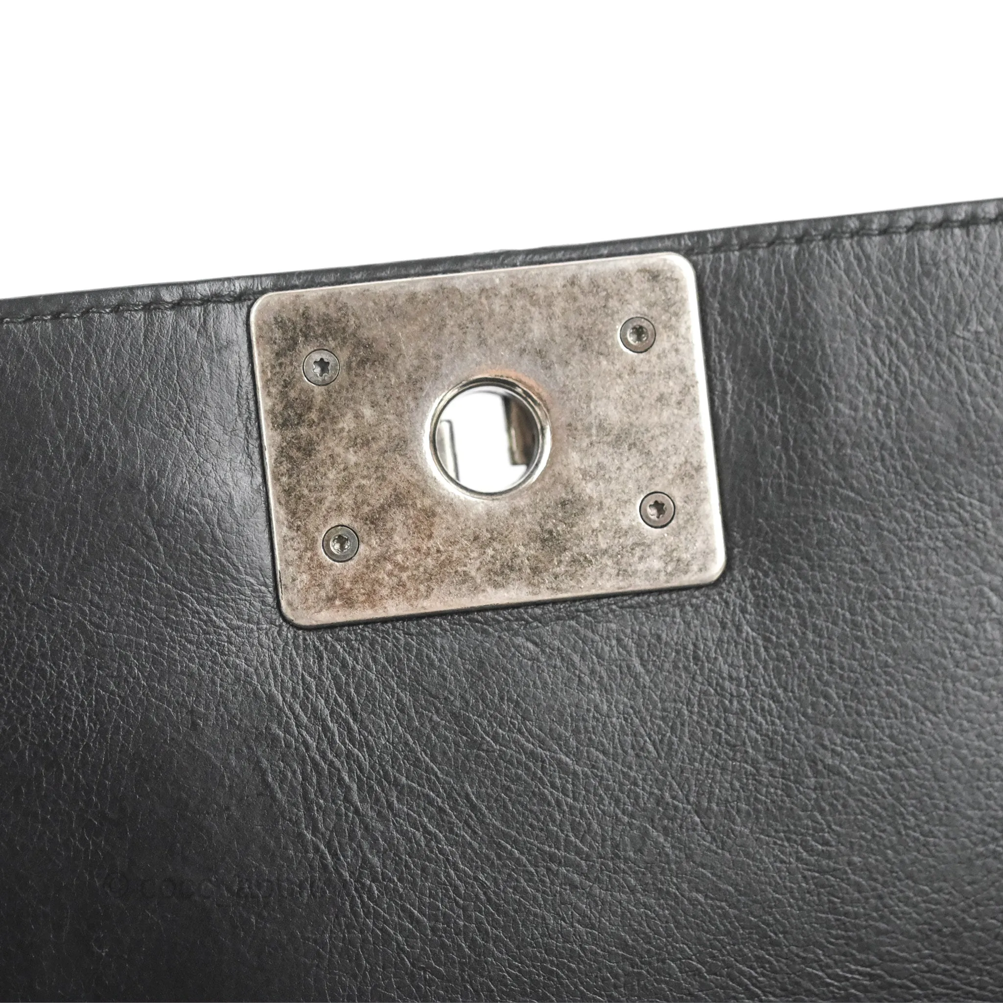 Chanel Quilted New Medium Boy Black Calfskin Ruthenium Hardware