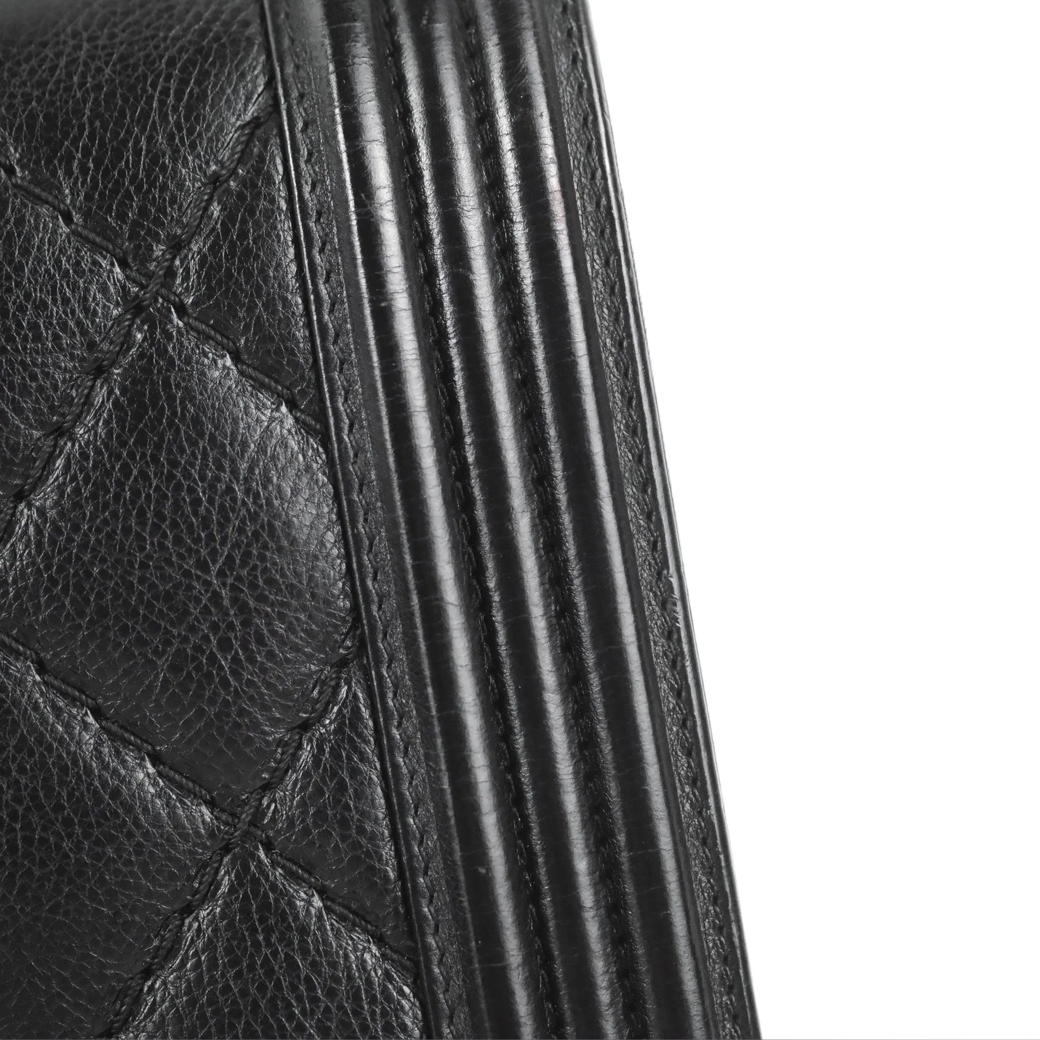 Chanel Quilted New Medium Boy Black Calfskin Ruthenium Hardware
