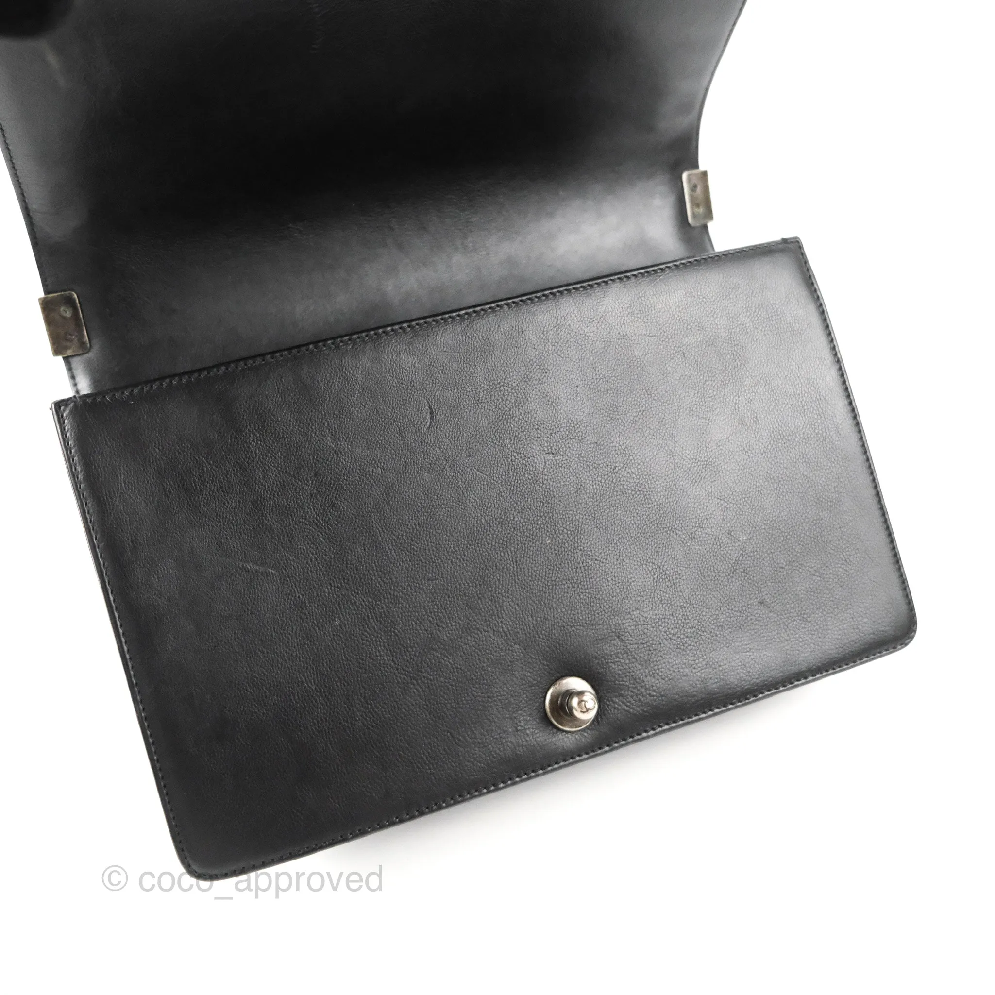 Chanel Quilted New Medium Boy Black Calfskin Ruthenium Hardware