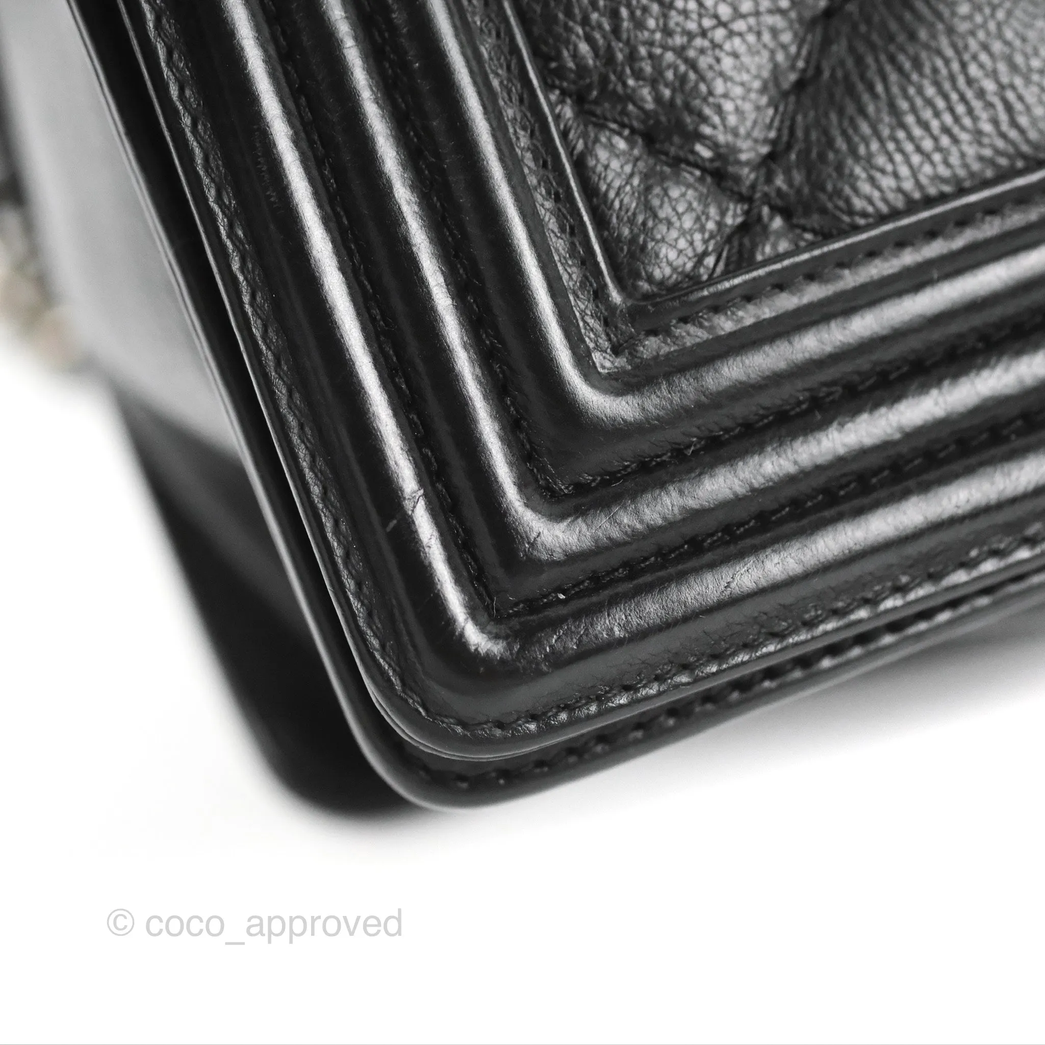 Chanel Quilted New Medium Boy Black Calfskin Ruthenium Hardware