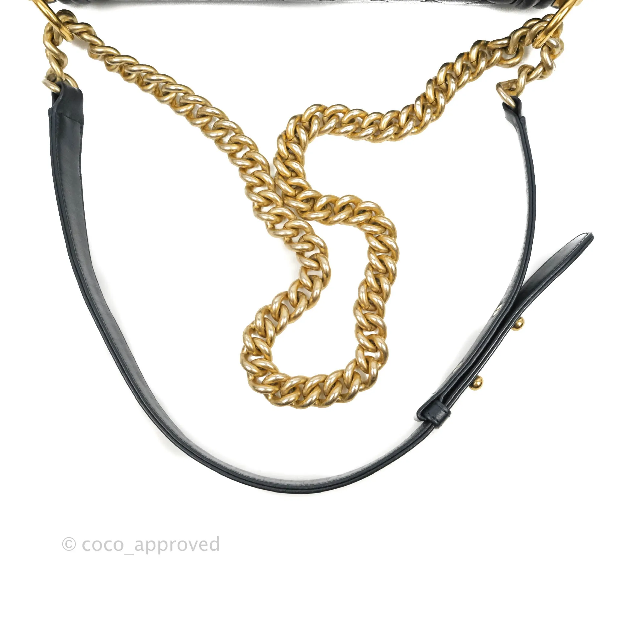 Chanel Quilted New Medium Boy Navy Lambskin Aged Gold Hardware