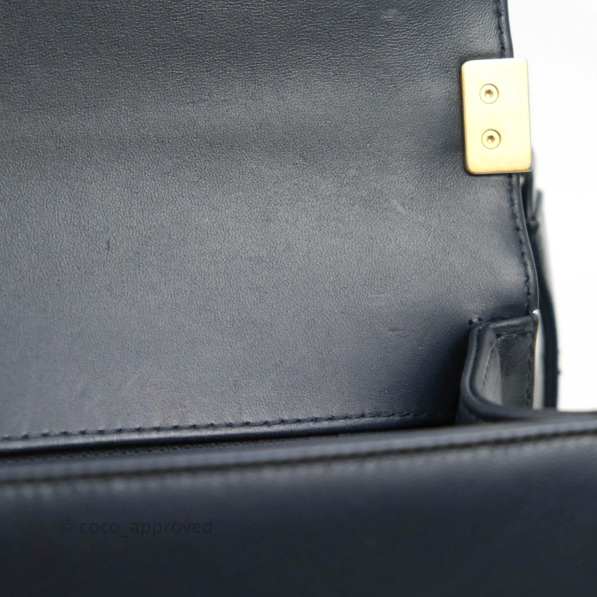 Chanel Quilted New Medium Boy Navy Lambskin Aged Gold Hardware