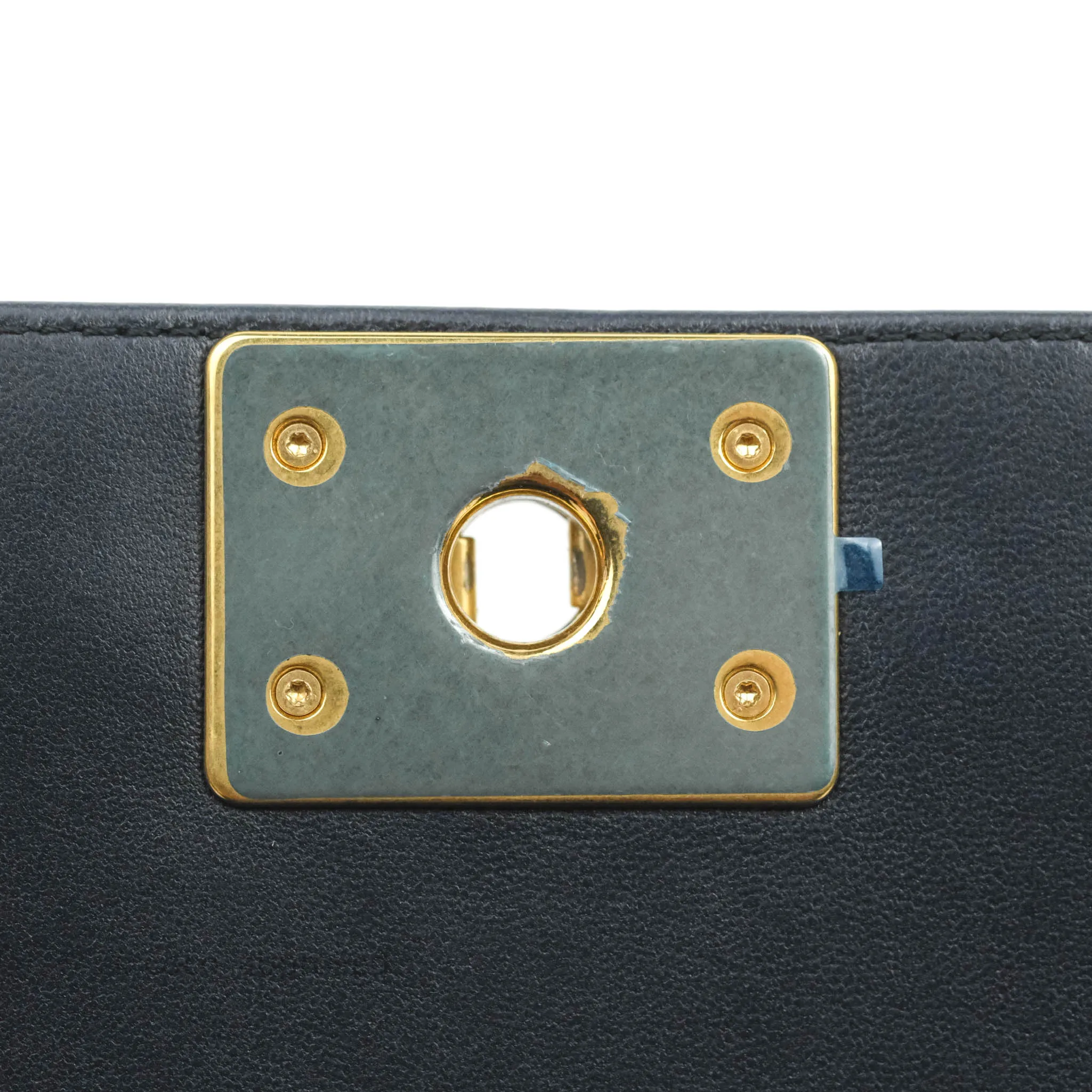 Chanel Quilted New Medium Boy Navy Lambskin Aged Gold Hardware