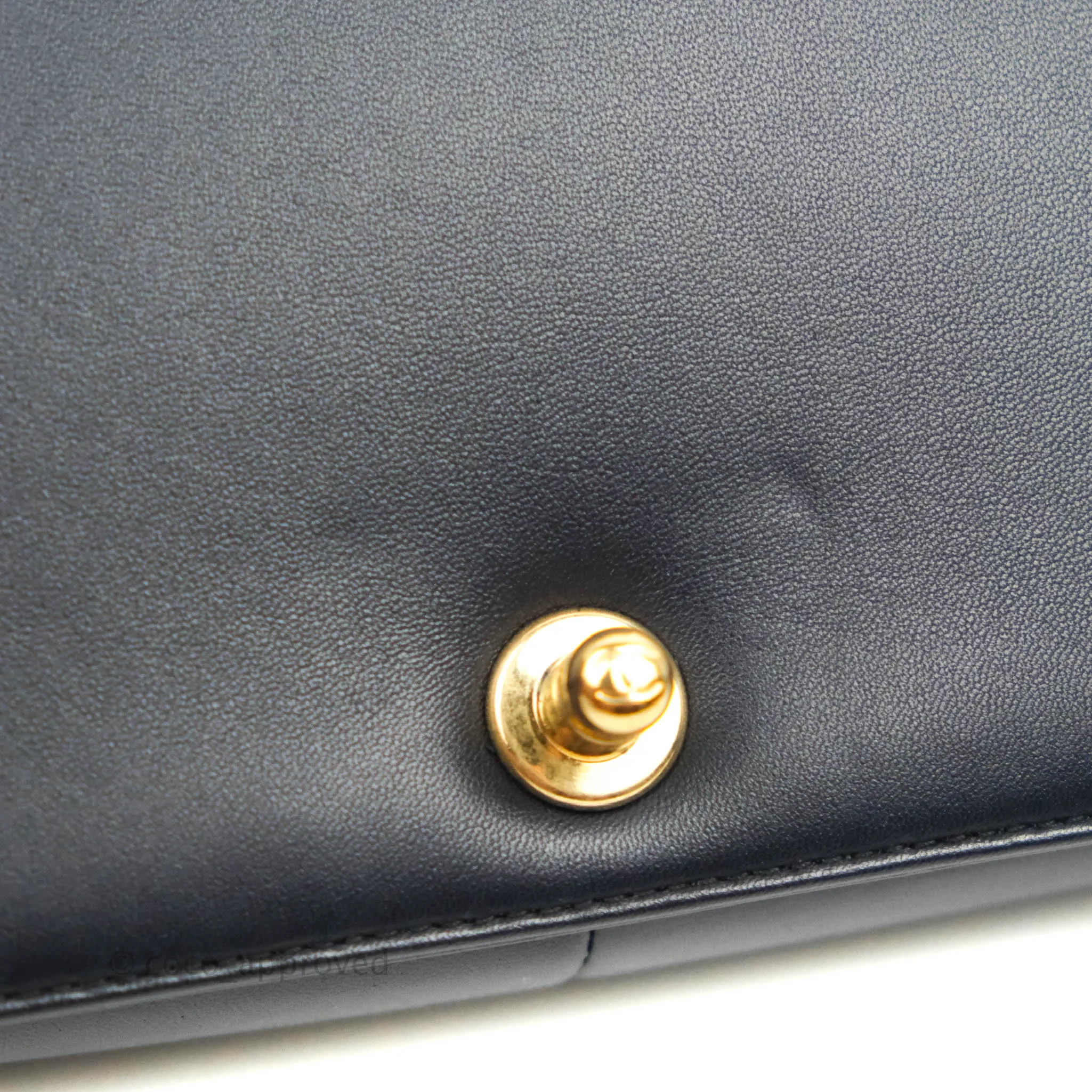 Chanel Quilted New Medium Boy Navy Lambskin Aged Gold Hardware
