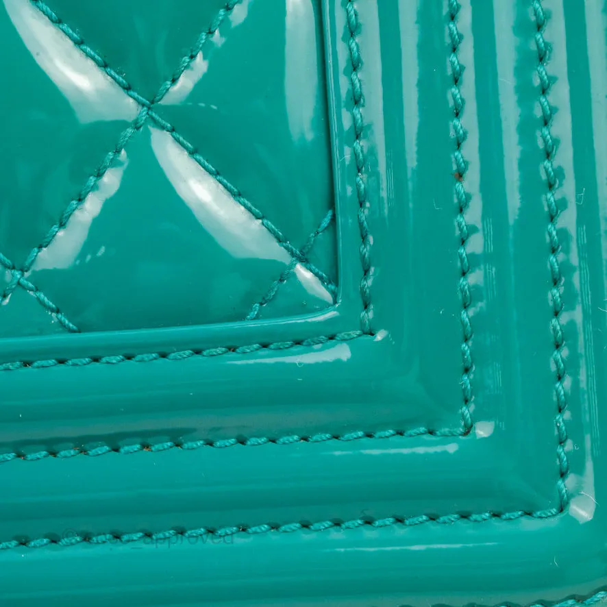 Chanel Quilted New Medium Boy Turquoise Patent Silver Hardware