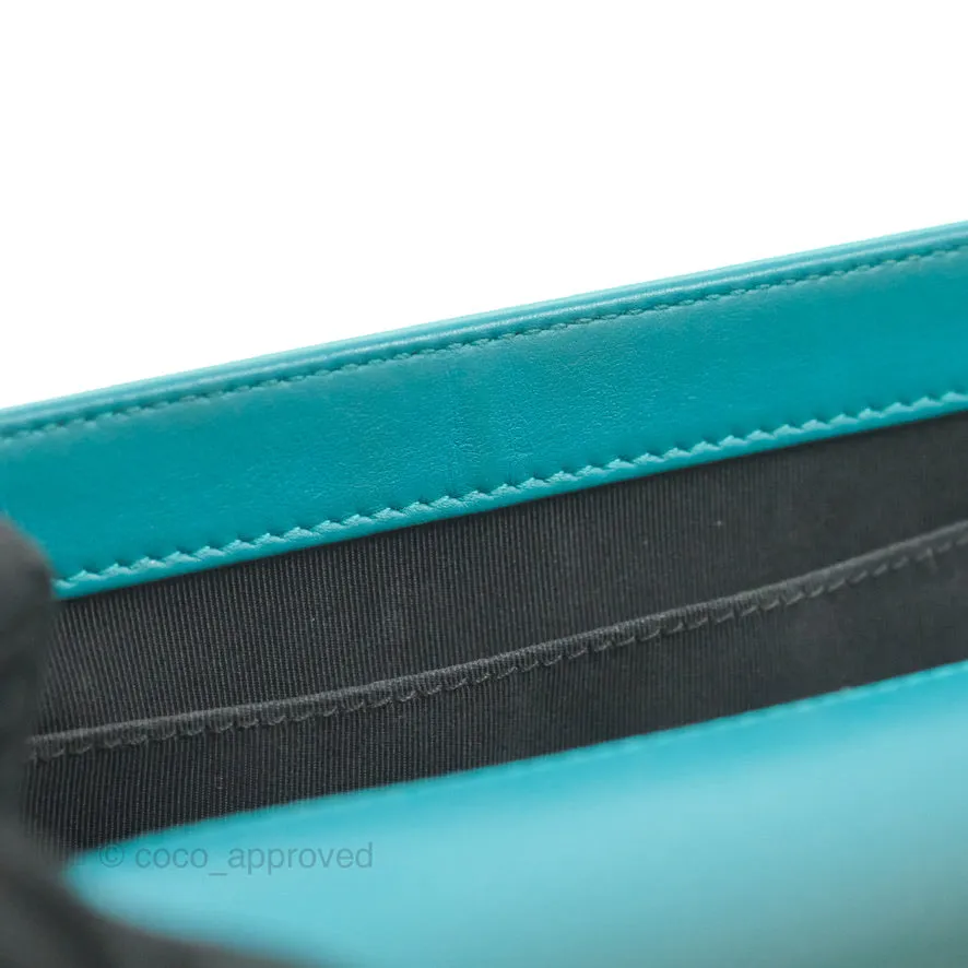 Chanel Quilted New Medium Boy Turquoise Patent Silver Hardware