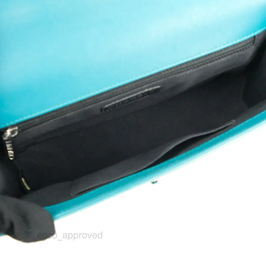 Chanel Quilted New Medium Boy Turquoise Patent Silver Hardware