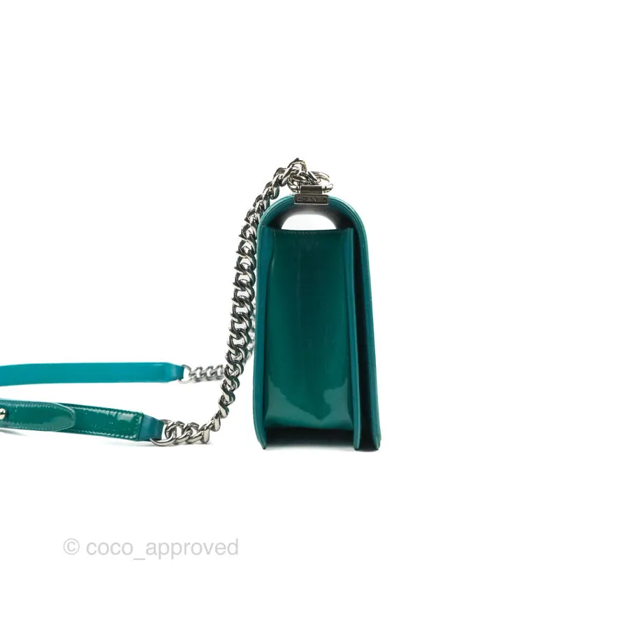 Chanel Quilted New Medium Boy Turquoise Patent Silver Hardware