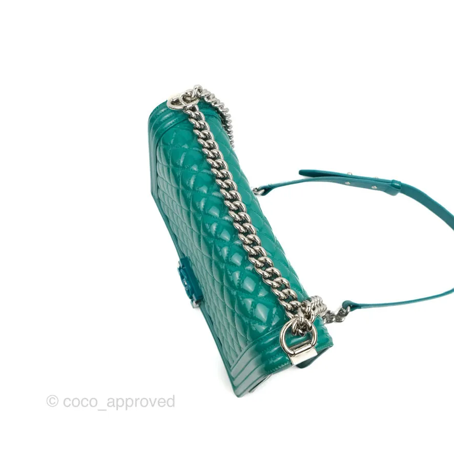 Chanel Quilted New Medium Boy Turquoise Patent Silver Hardware