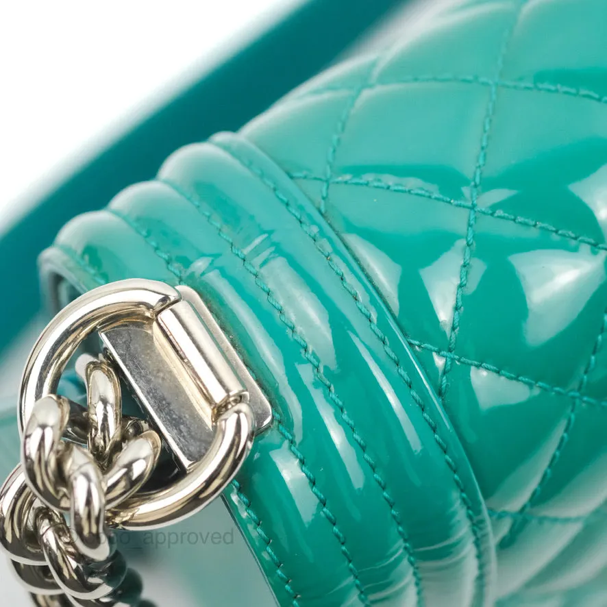 Chanel Quilted New Medium Boy Turquoise Patent Silver Hardware