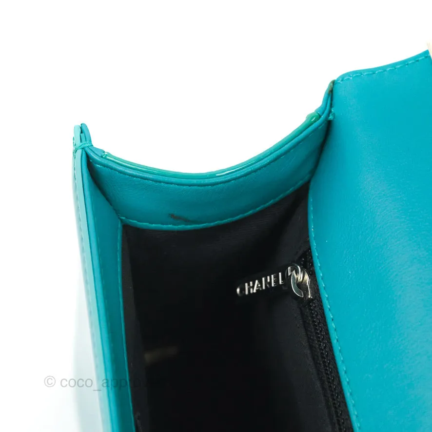 Chanel Quilted New Medium Boy Turquoise Patent Silver Hardware