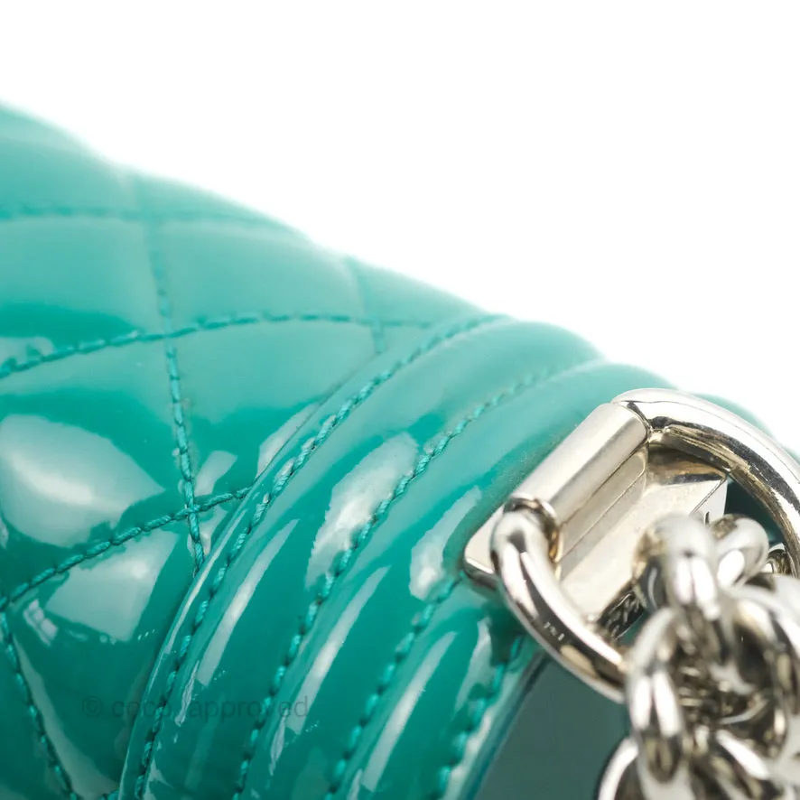 Chanel Quilted New Medium Boy Turquoise Patent Silver Hardware