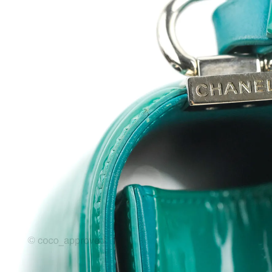 Chanel Quilted New Medium Boy Turquoise Patent Silver Hardware