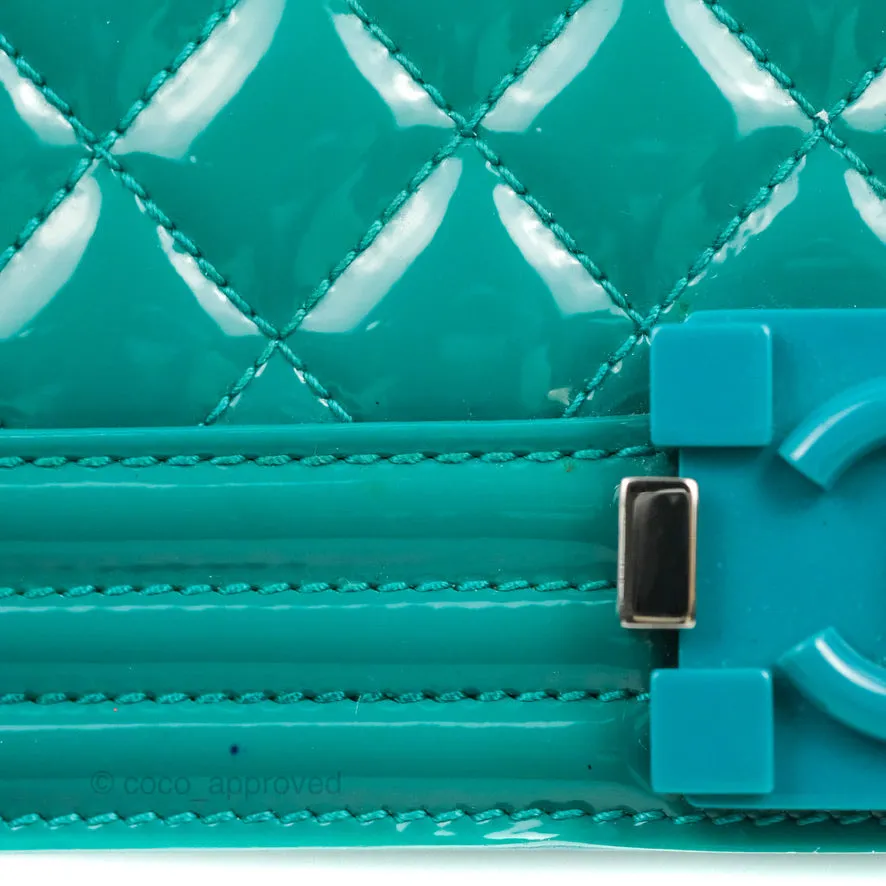 Chanel Quilted New Medium Boy Turquoise Patent Silver Hardware
