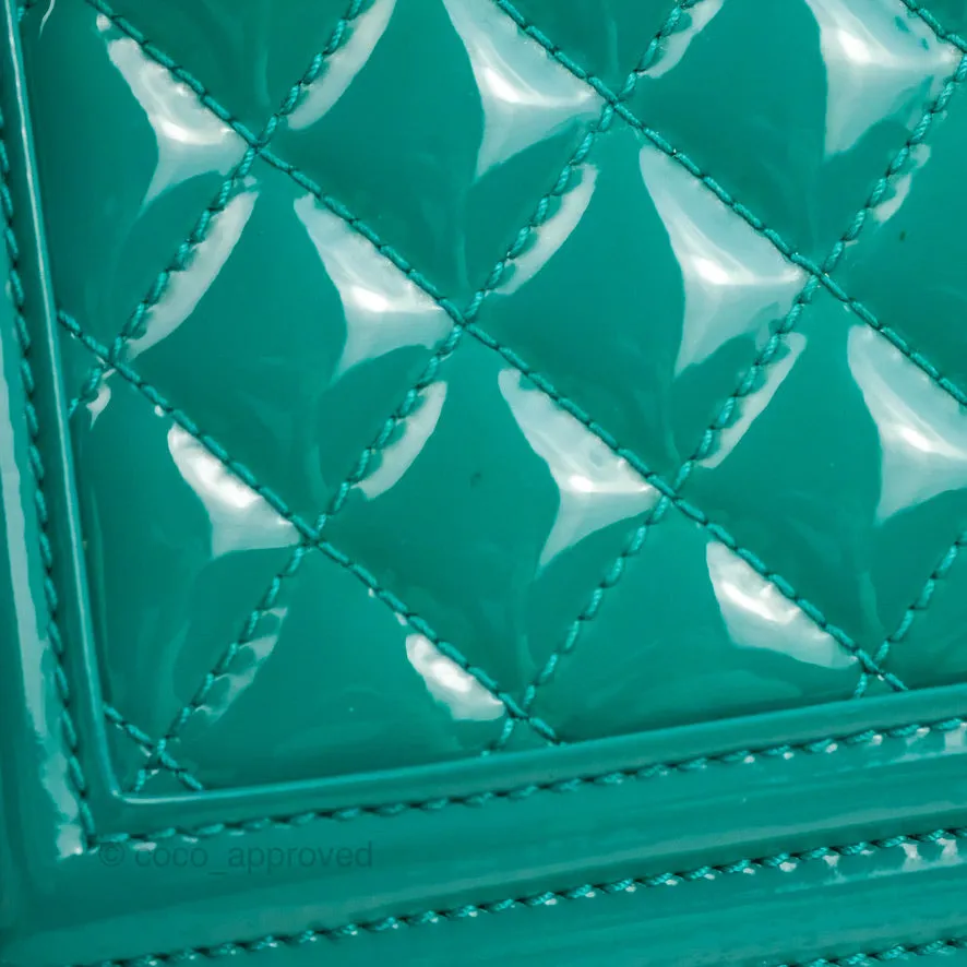 Chanel Quilted New Medium Boy Turquoise Patent Silver Hardware