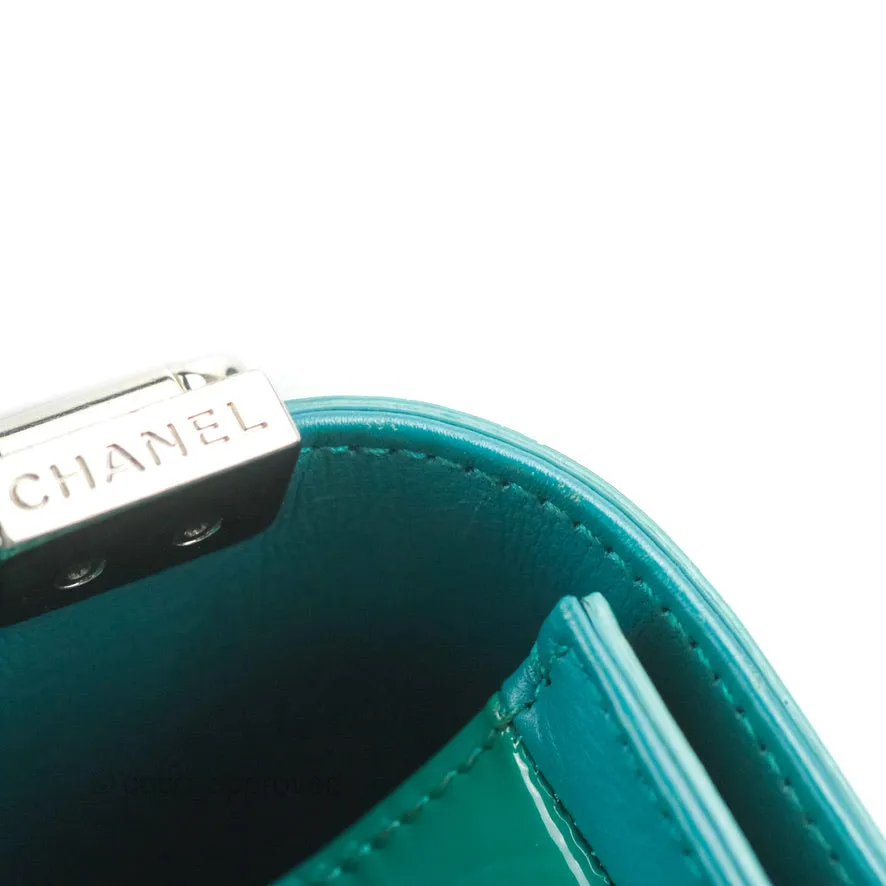 Chanel Quilted New Medium Boy Turquoise Patent Silver Hardware