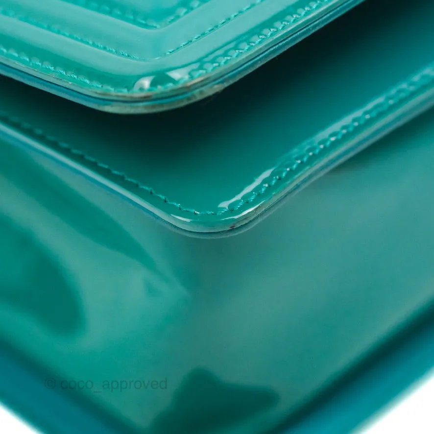 Chanel Quilted New Medium Boy Turquoise Patent Silver Hardware