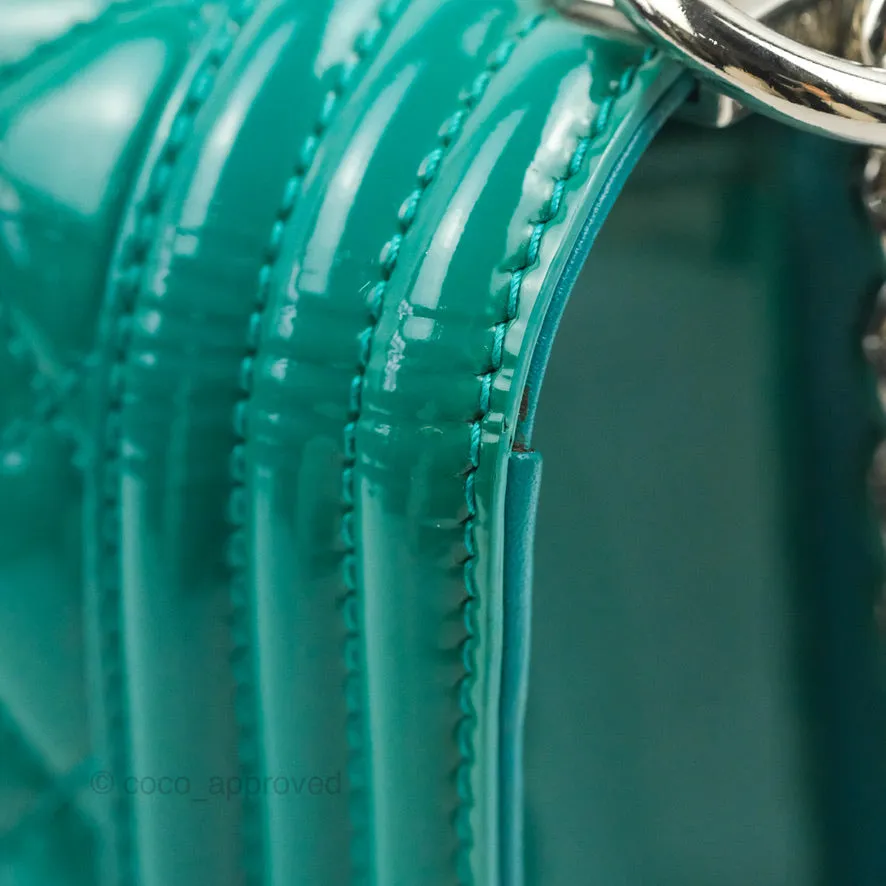 Chanel Quilted New Medium Boy Turquoise Patent Silver Hardware