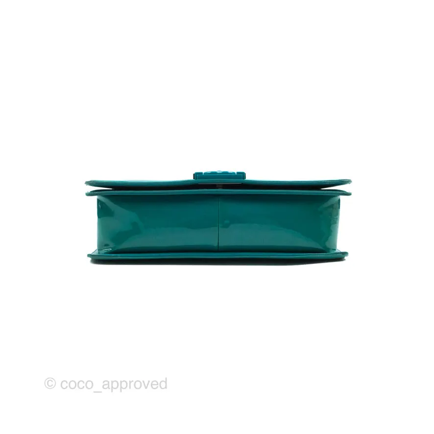 Chanel Quilted New Medium Boy Turquoise Patent Silver Hardware