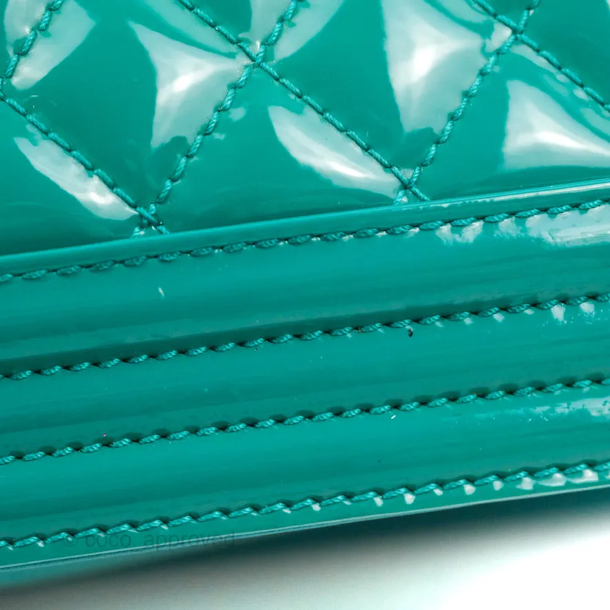 Chanel Quilted New Medium Boy Turquoise Patent Silver Hardware