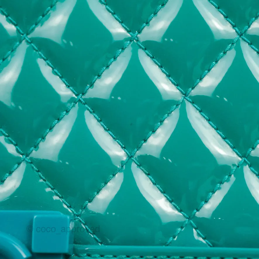 Chanel Quilted New Medium Boy Turquoise Patent Silver Hardware