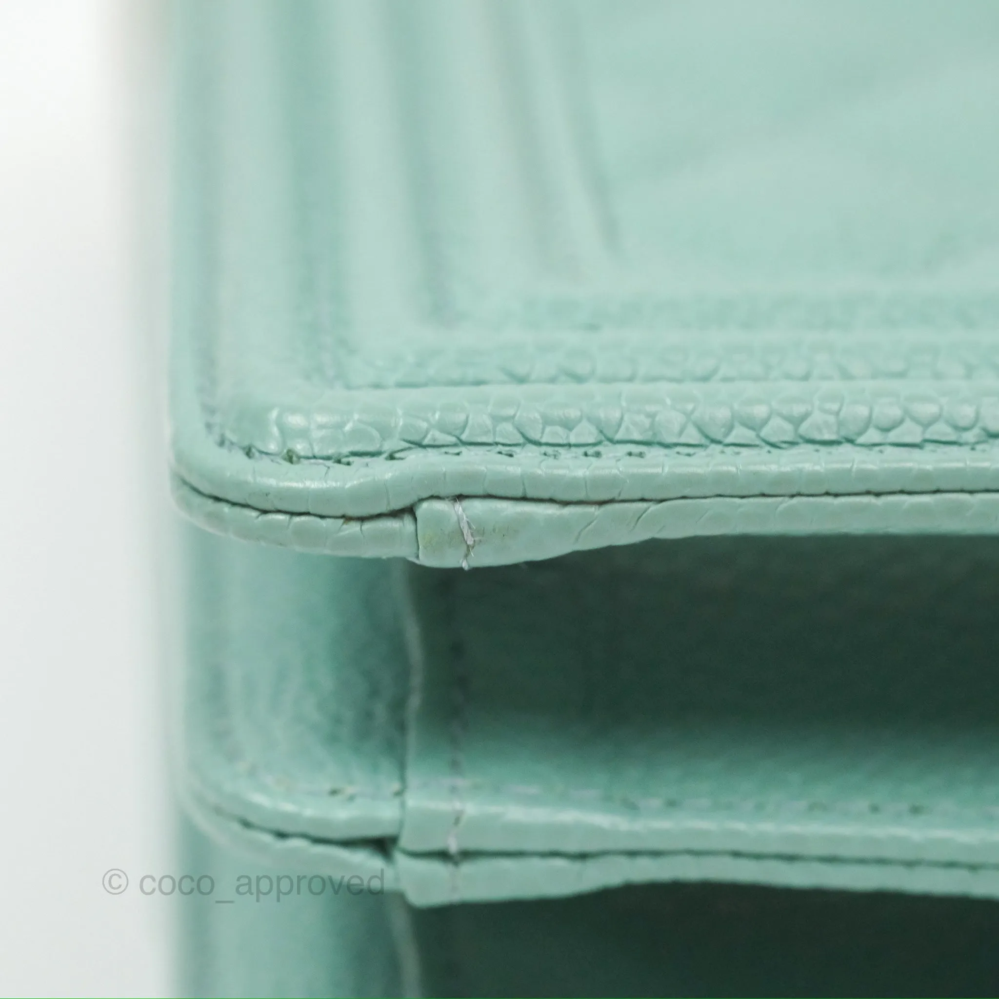 Chanel Quilted North South Boy Flap Tiffany Green Caviar Gold Hardware