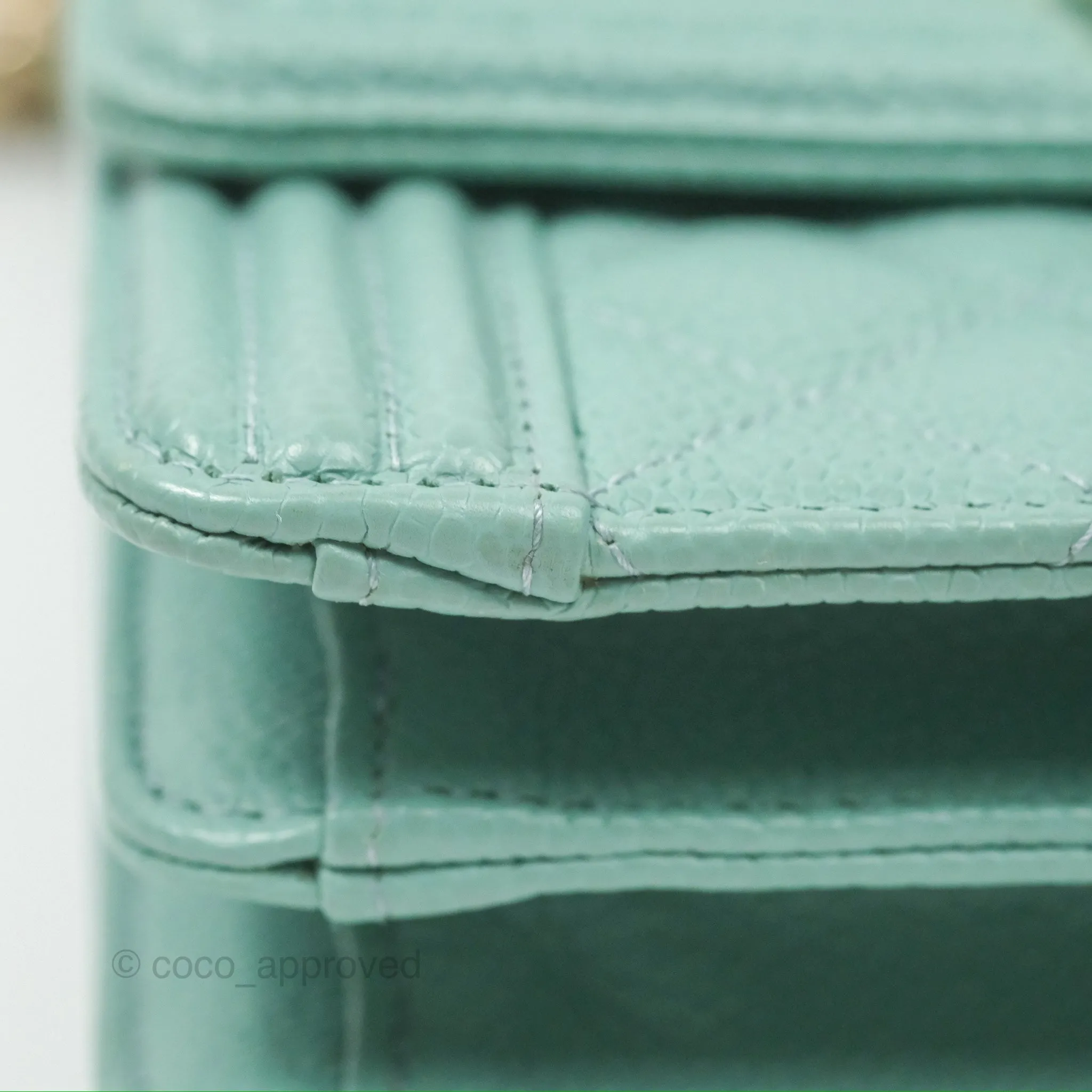 Chanel Quilted North South Boy Flap Tiffany Green Caviar Gold Hardware