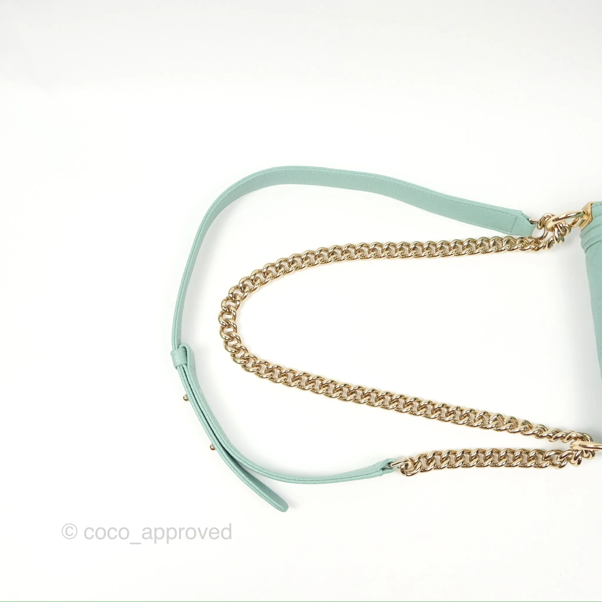 Chanel Quilted North South Boy Flap Tiffany Green Caviar Gold Hardware