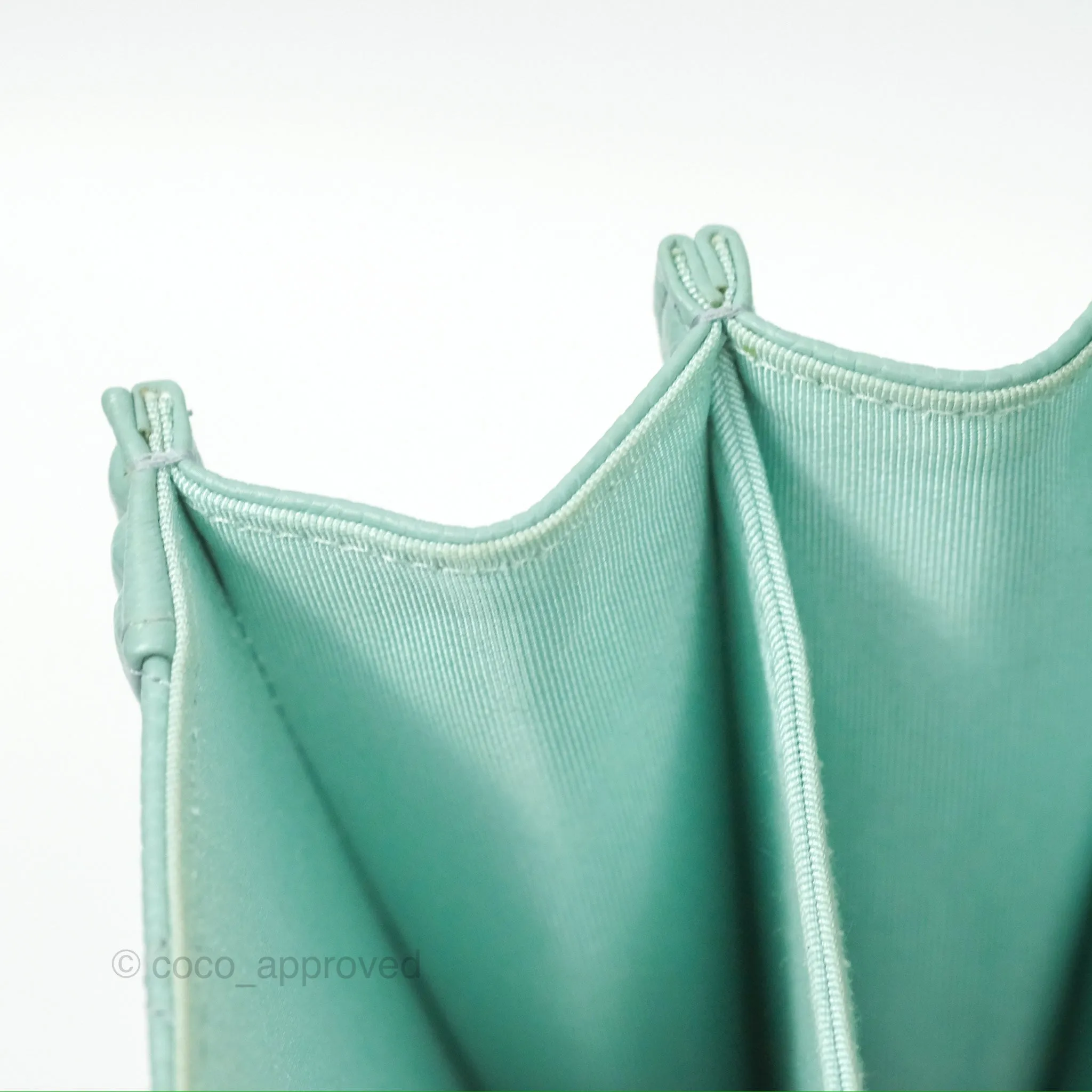 Chanel Quilted North South Boy Flap Tiffany Green Caviar Gold Hardware