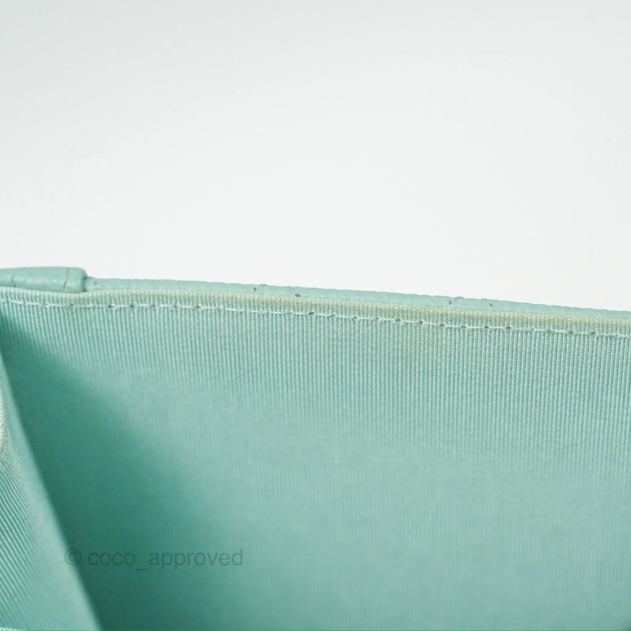 Chanel Quilted North South Boy Flap Tiffany Green Caviar Gold Hardware