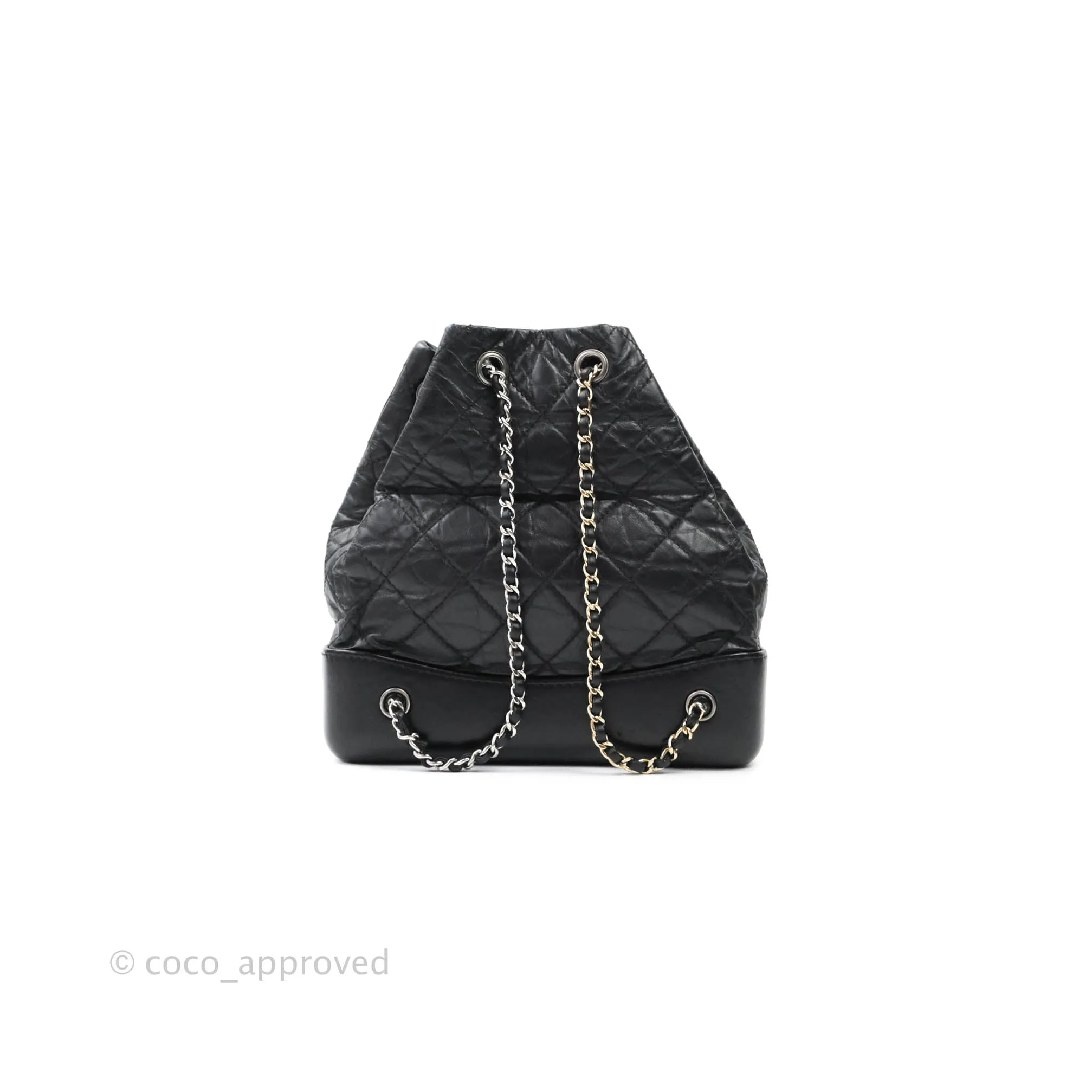 Chanel Quilted Small Gabrielle Backpack Black Aged Calfskin