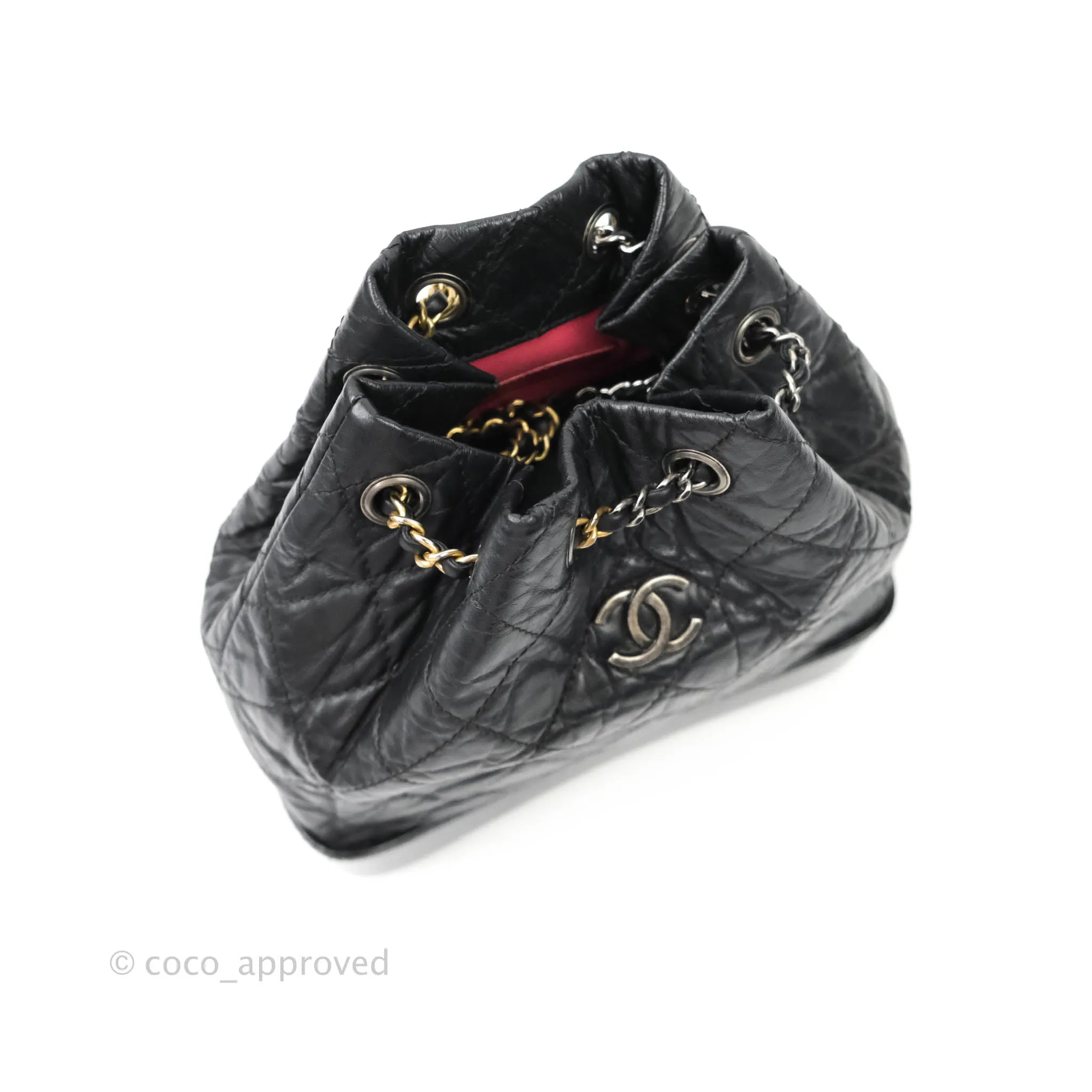 Chanel Quilted Small Gabrielle Backpack Black Aged Calfskin