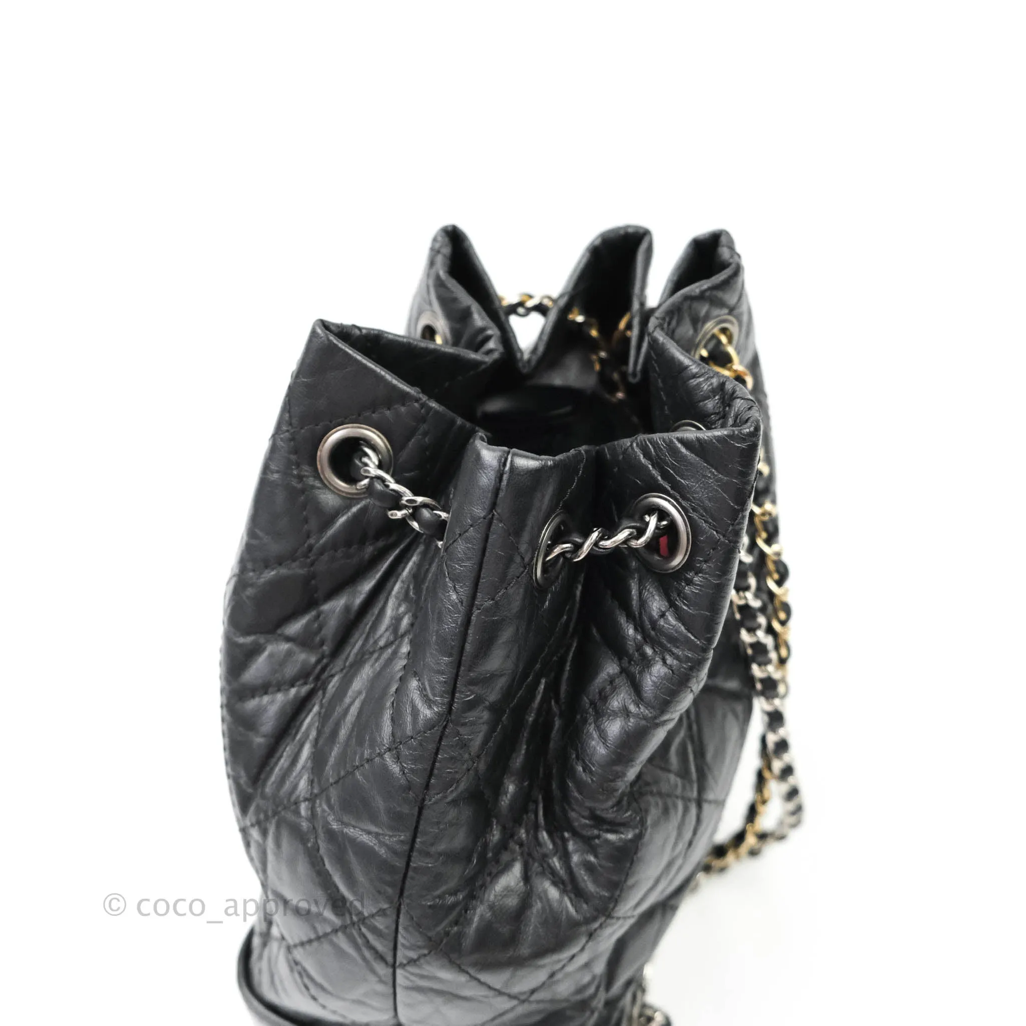 Chanel Quilted Small Gabrielle Backpack Black Aged Calfskin